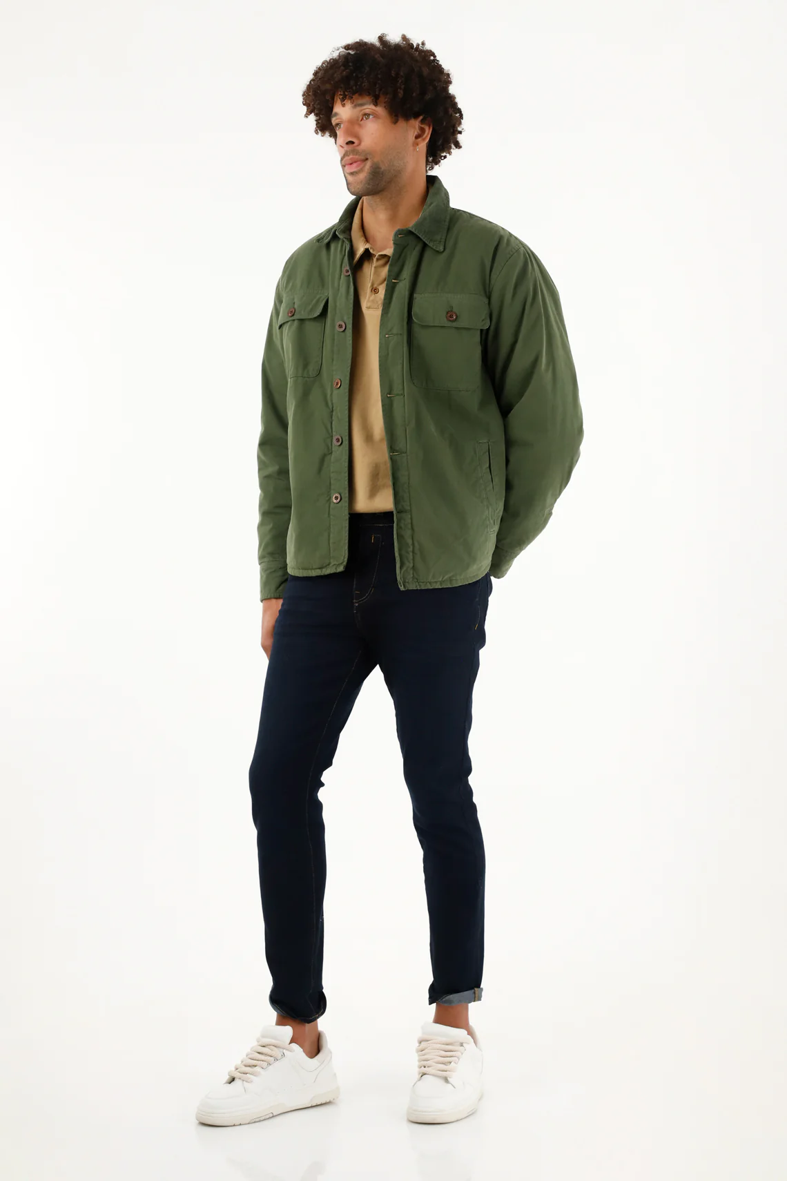 Men's Green Jacket with Patch Pockets - Image 2