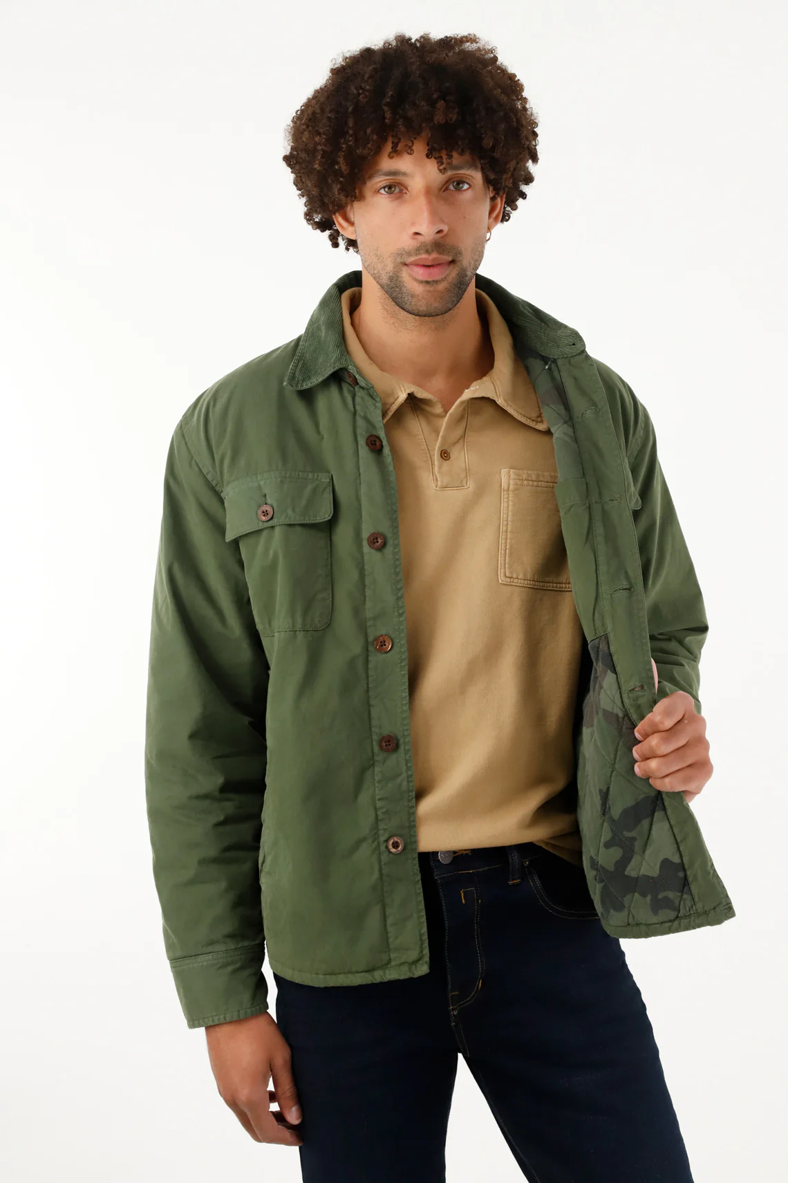 Men's Green Jacket with Patch Pockets - Image 3