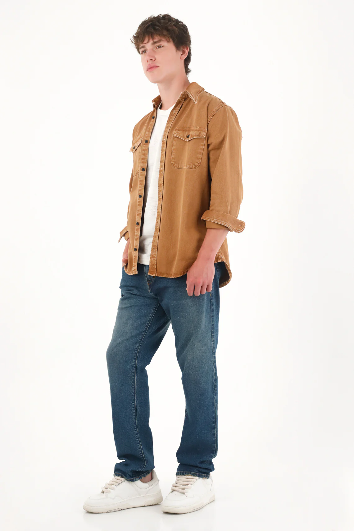 Men's Vintage Effect Brown Shirt Jacket - Image 3