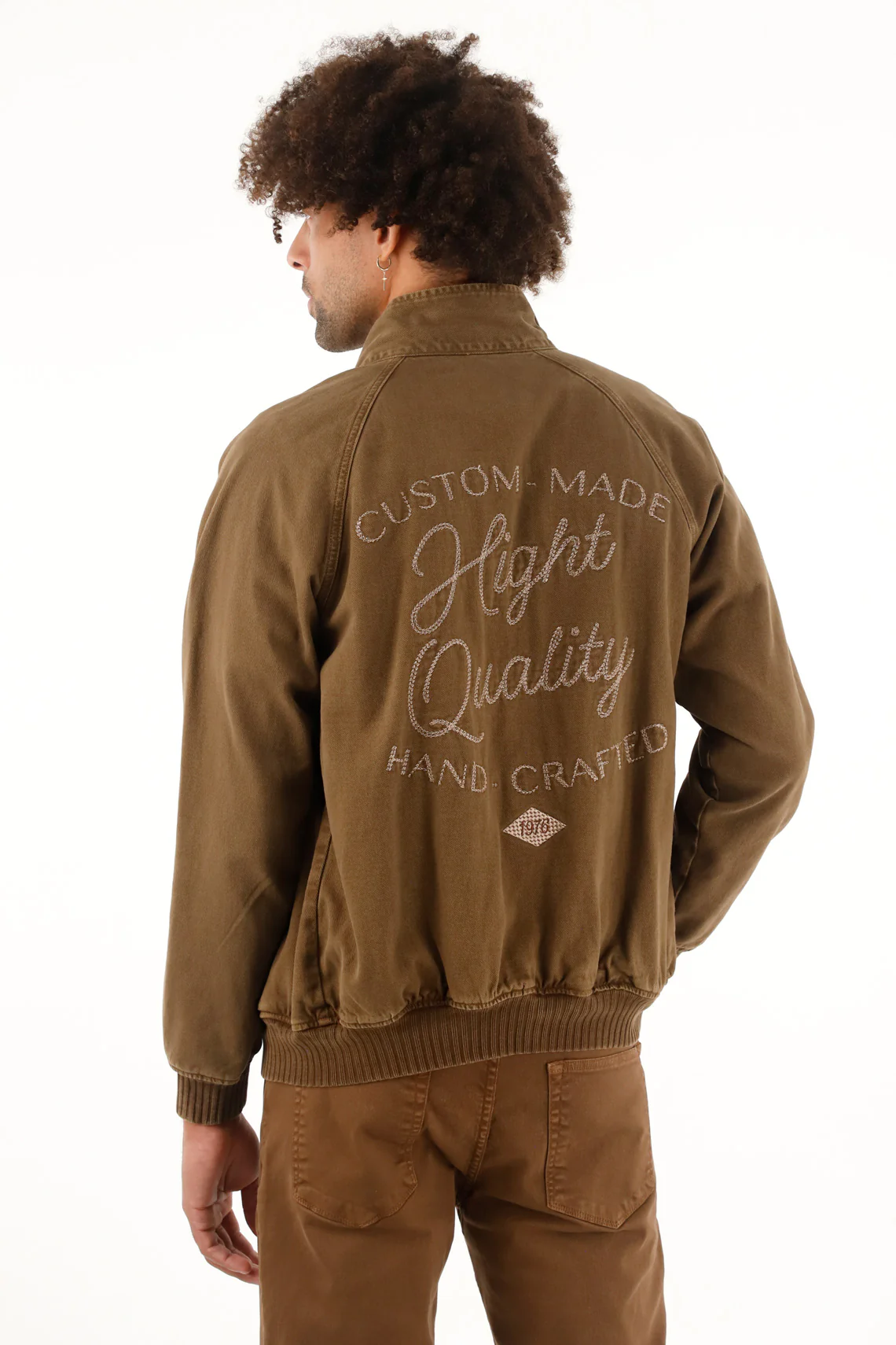 Men's Brown Bomber Jacket - Image 4