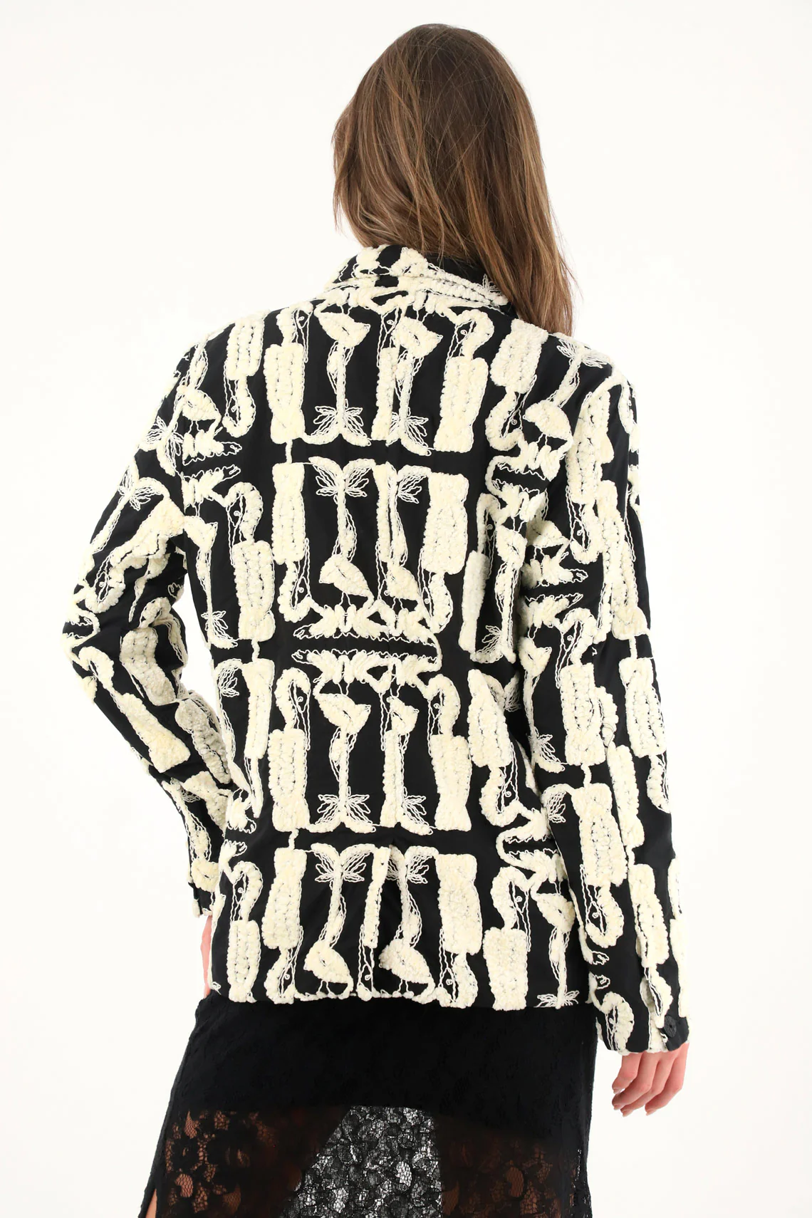 Women's long blazer with plush details - Image 4