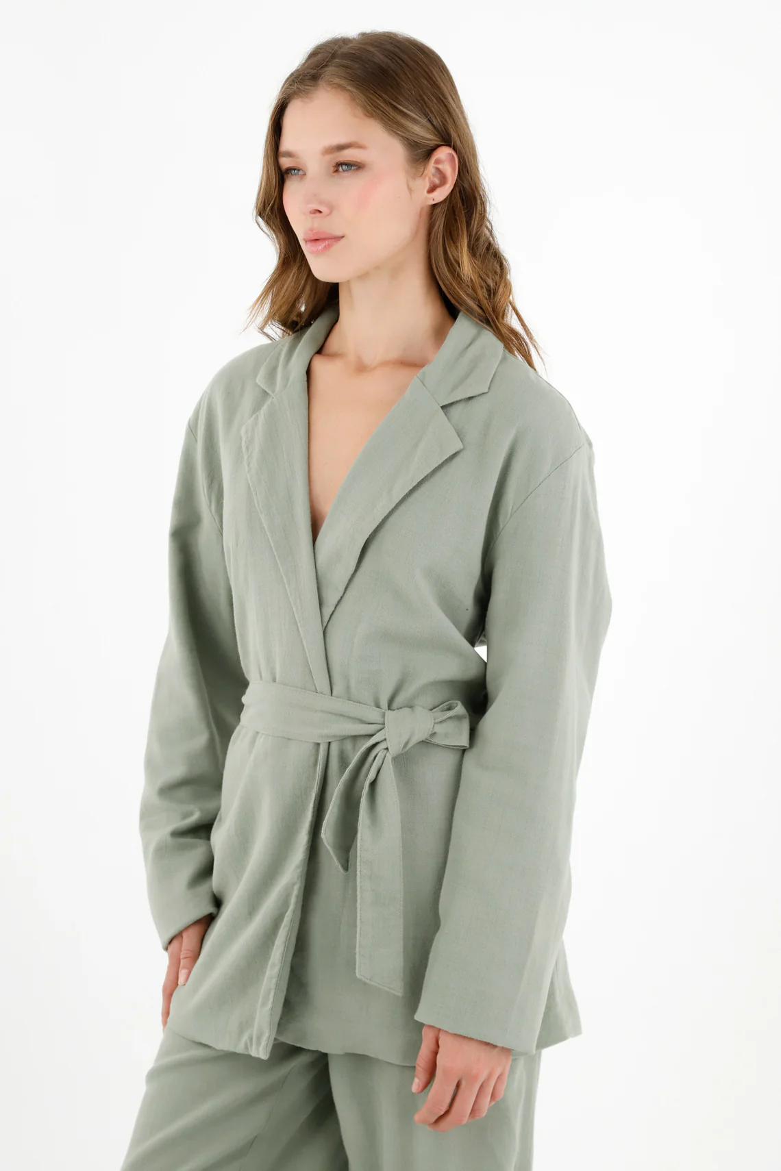Women's Green Blazer Jacket - Image 2
