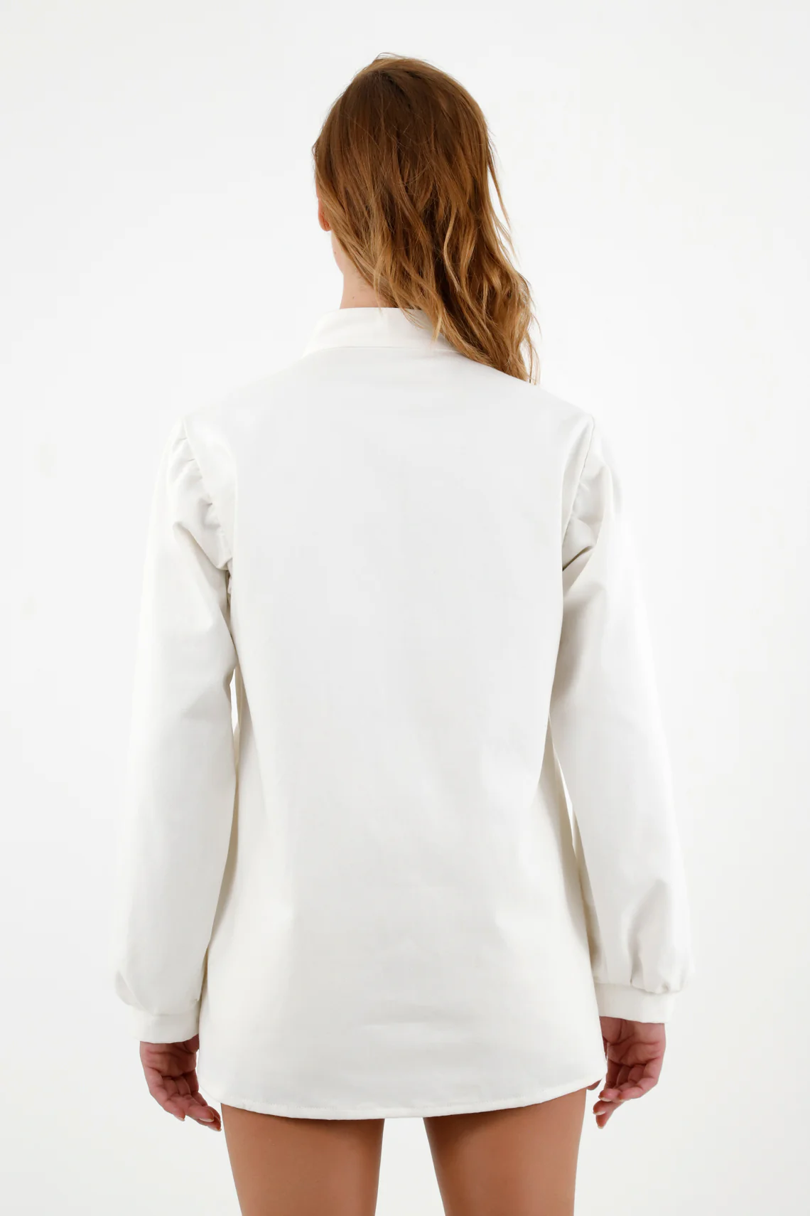 Women's Long Off-White Coat - Image 4