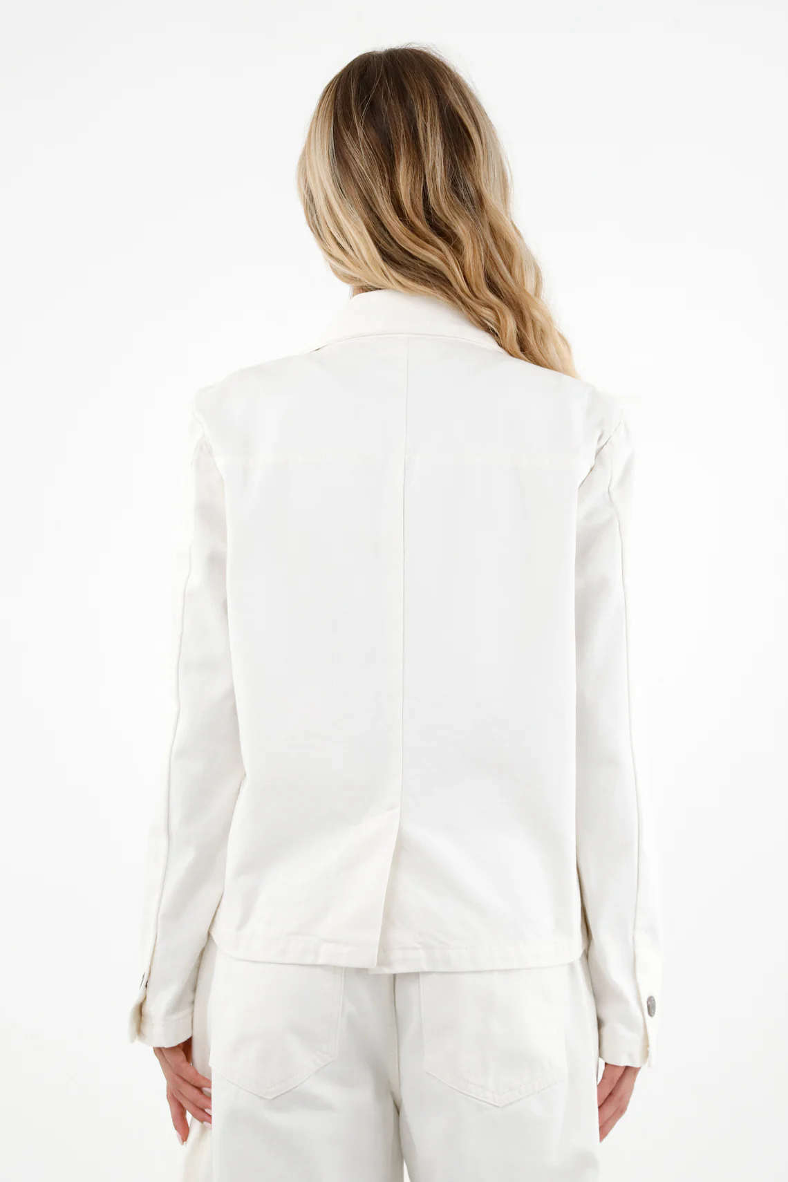 Women's Off-White Coat with Knitted Details - Image 4