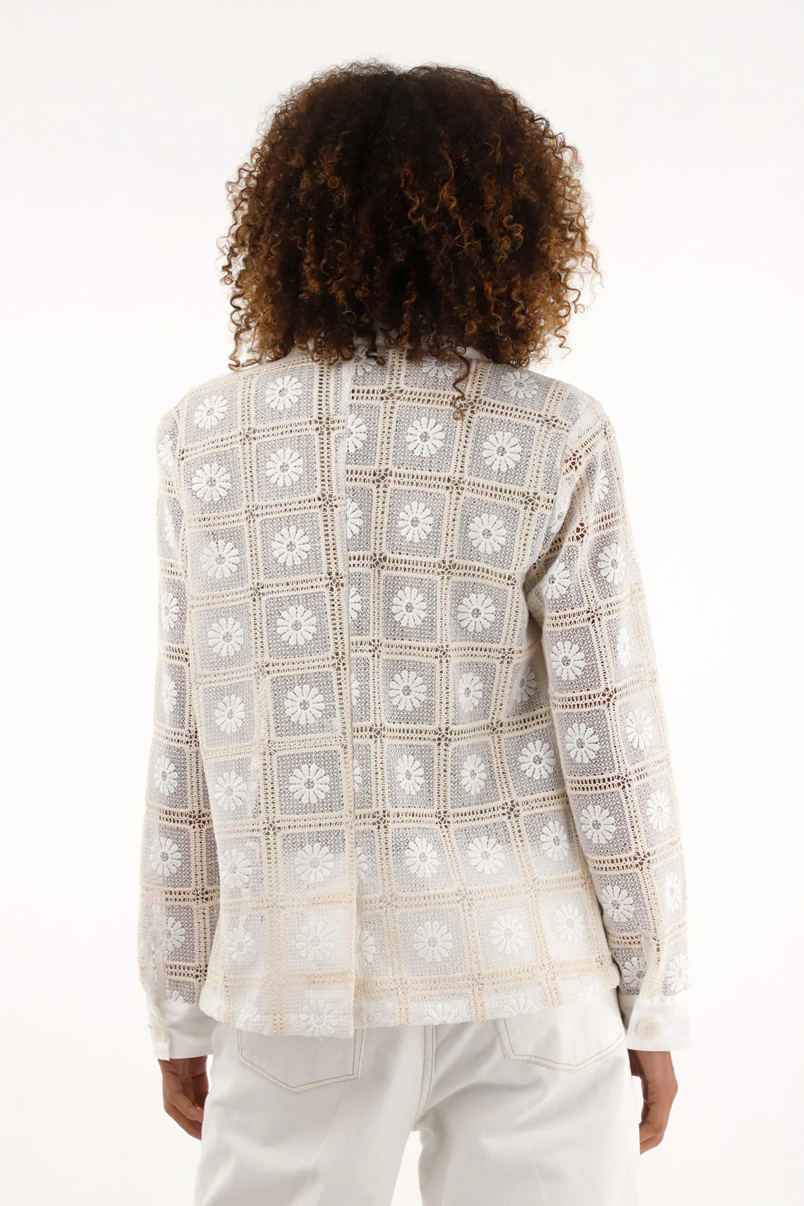Blazer jacket with knit details for women - Image 4