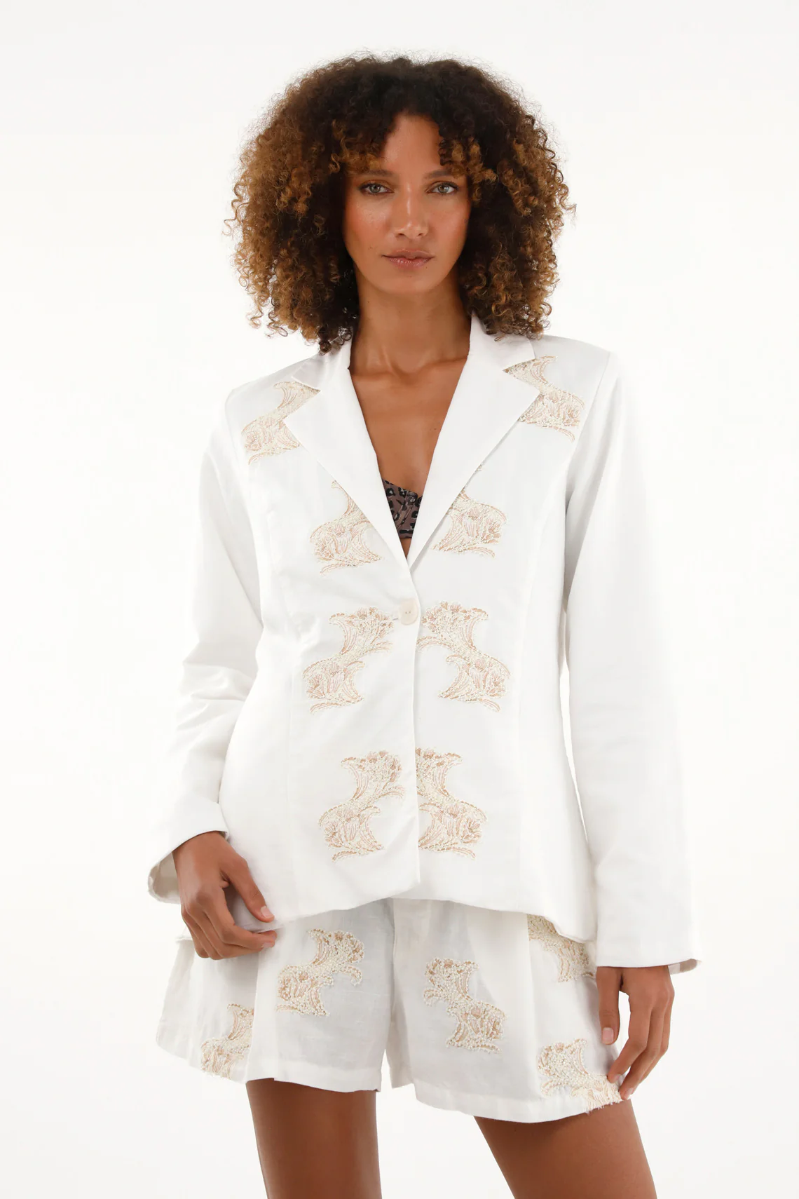 Blazer jacket with knit details for women - Image 5