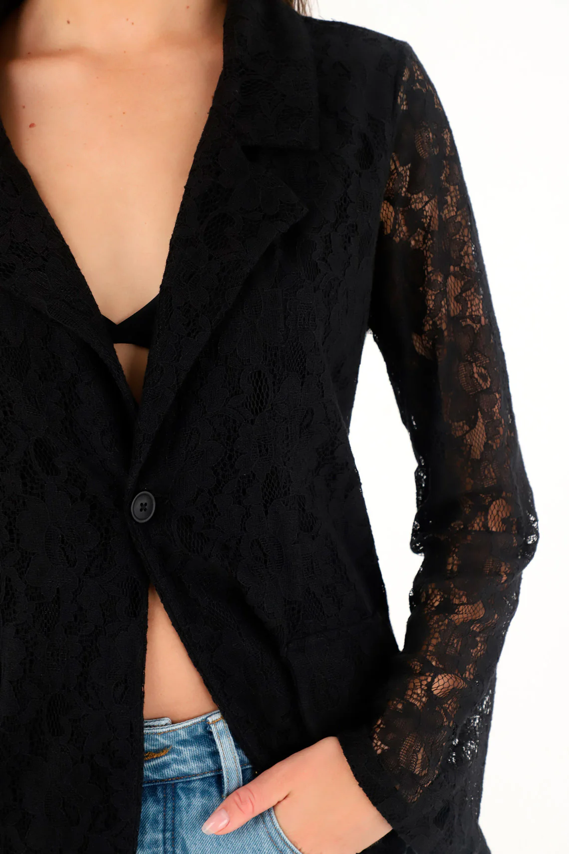 Women's Black Lace Blazer - Image 3