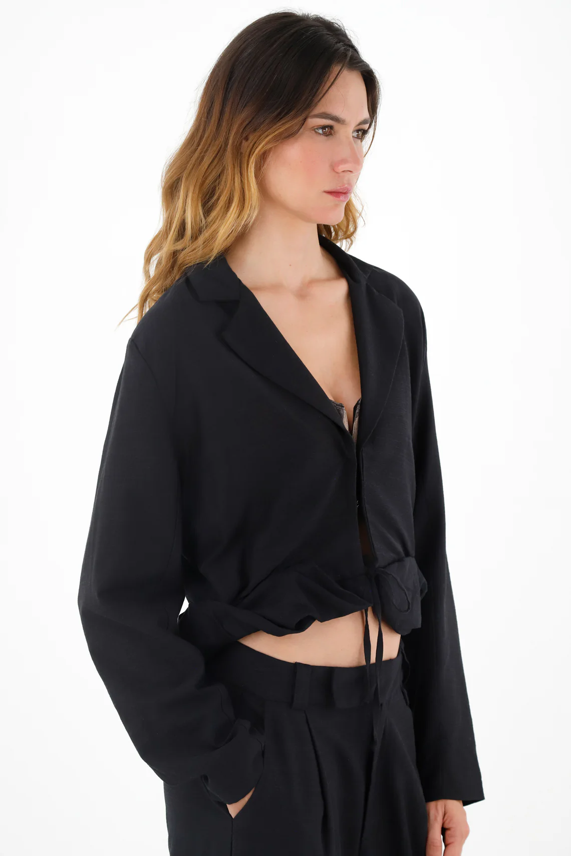 Women's Black Jacket with Bias Trim - Image 2