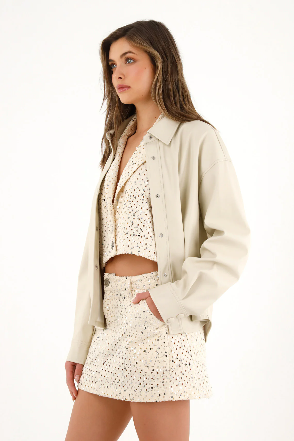 Women's Raw Faux Leather Jacket - Image 2
