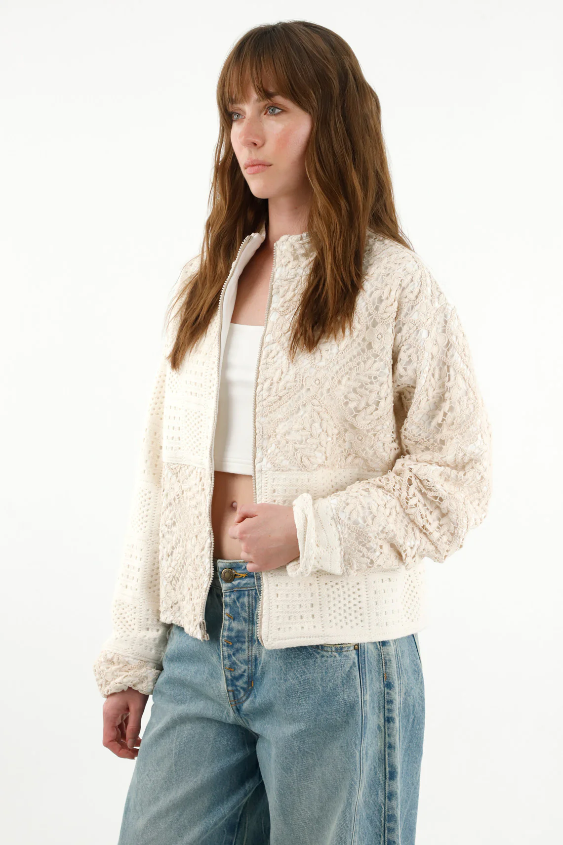 Women's Crude Fabric Mix Coat