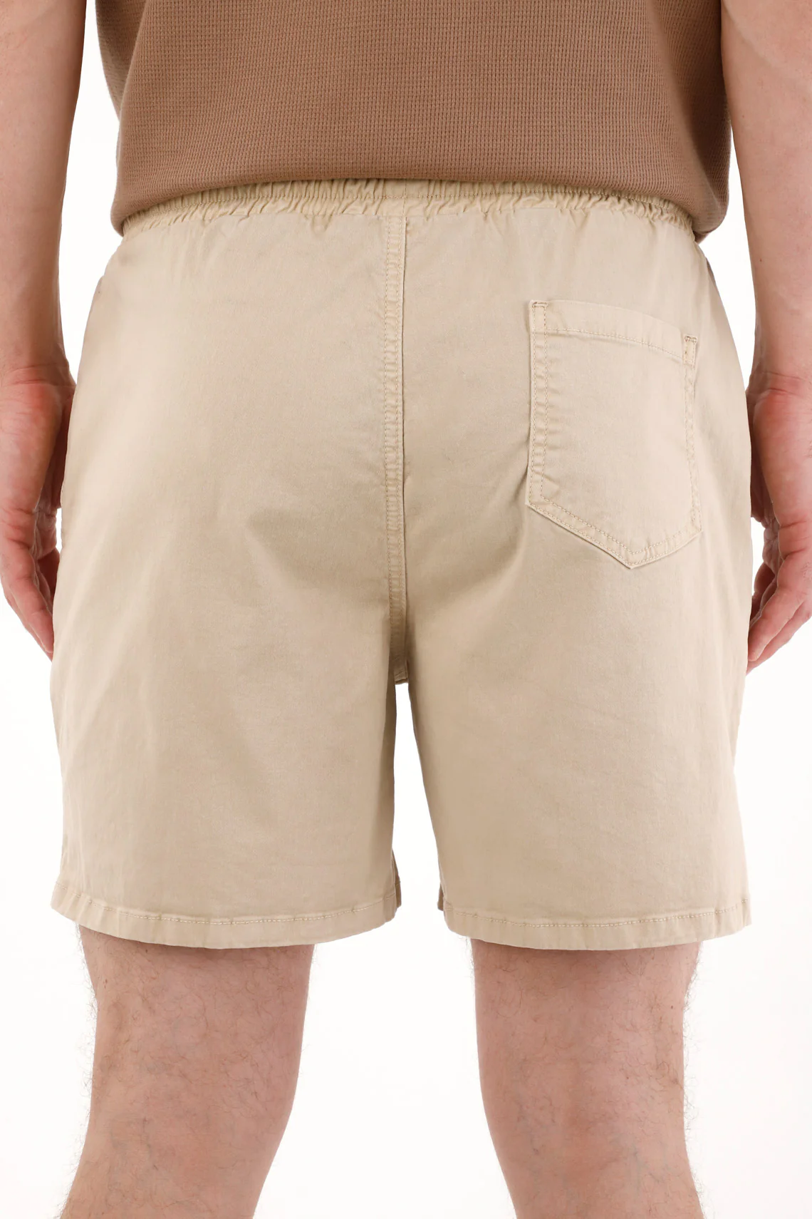 Men's Brown Elastic Waist Denim Bermuda Shorts - Image 5