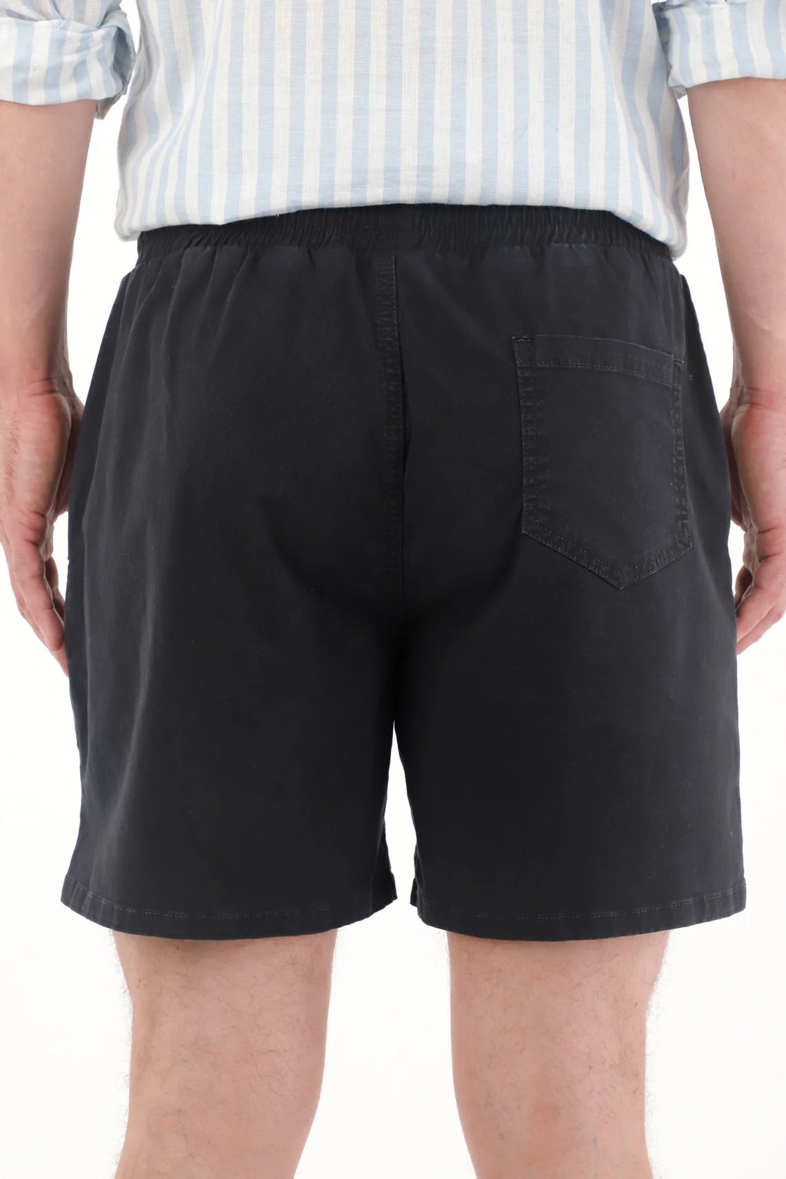 Men's Black Elastic Waist Drill Bermudas - Image 3
