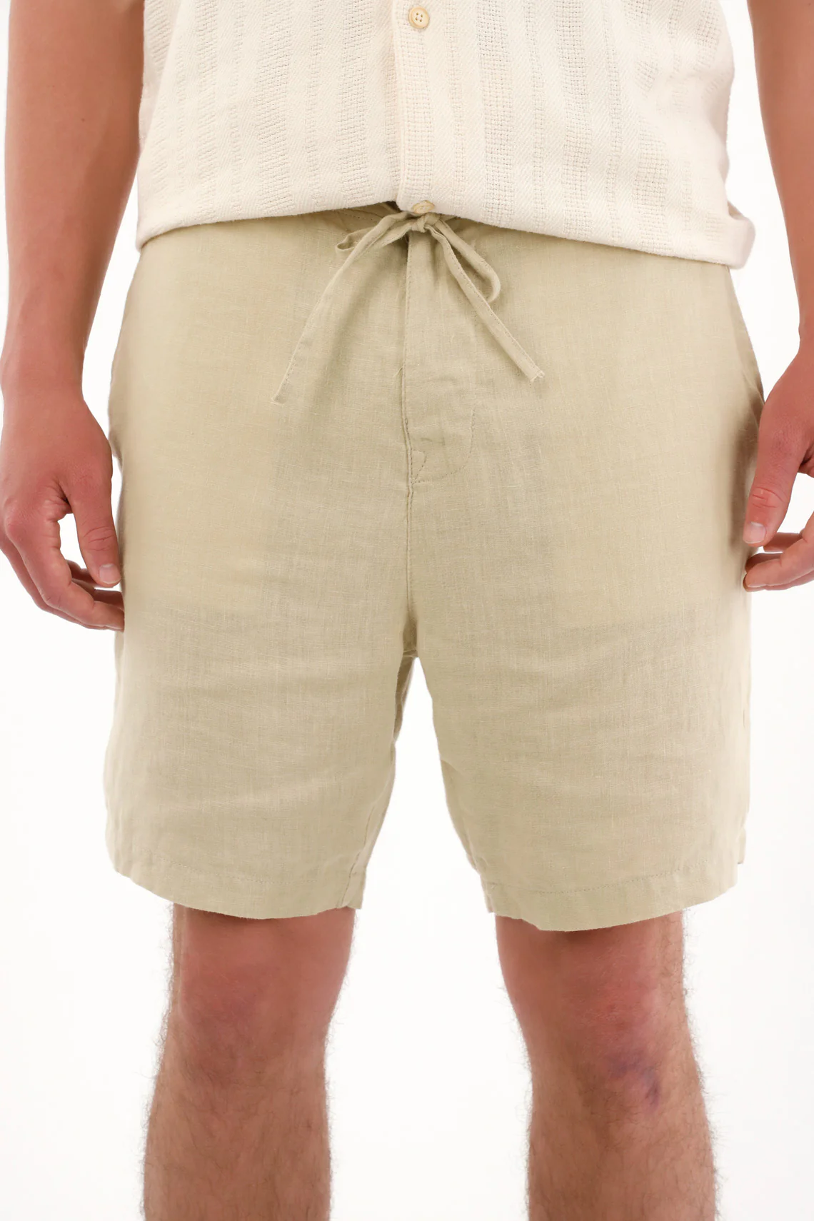 Men's Green 100% Linen Chino Shorts