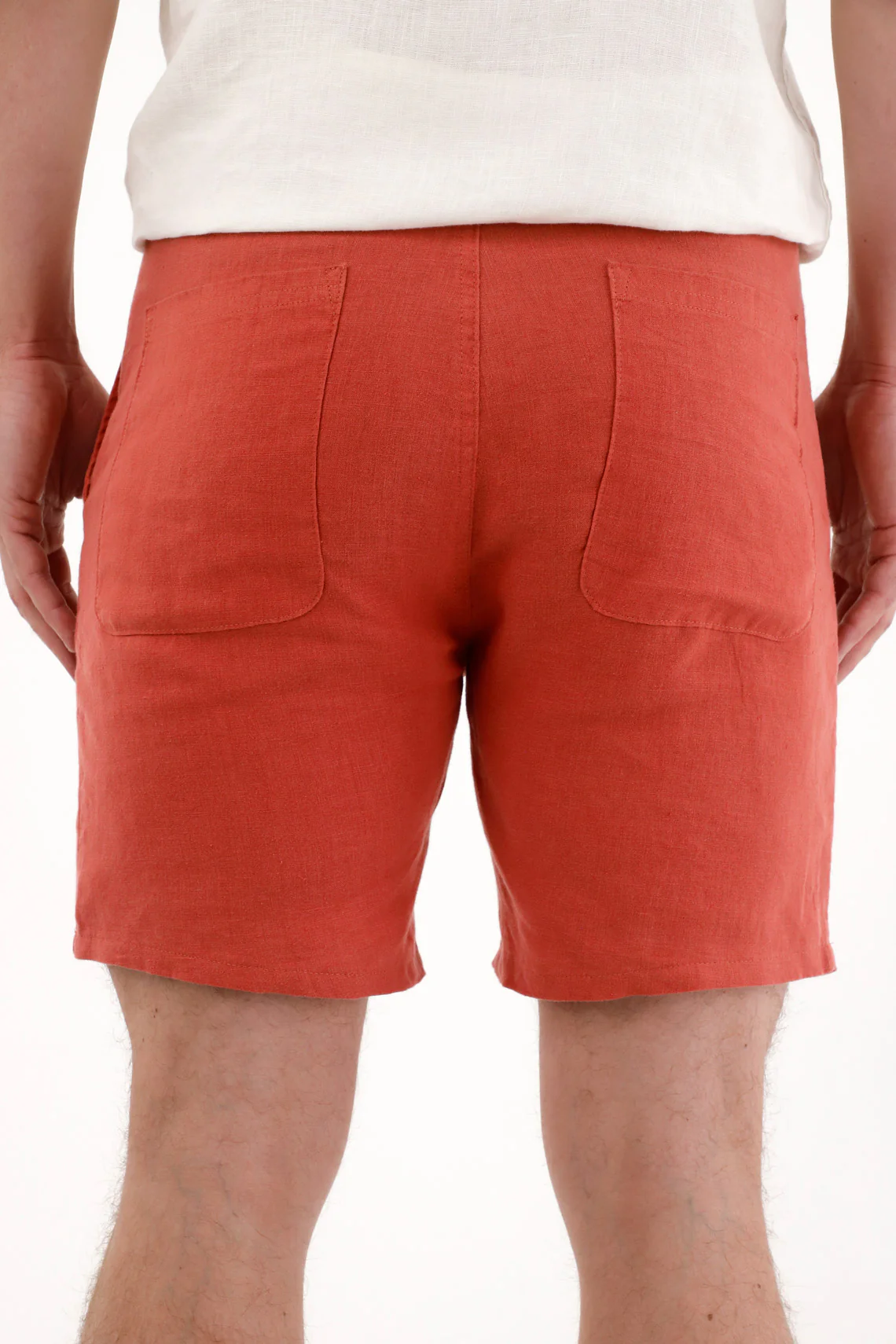 Men's 100% Linen Orange Bermuda Shorts - Image 4