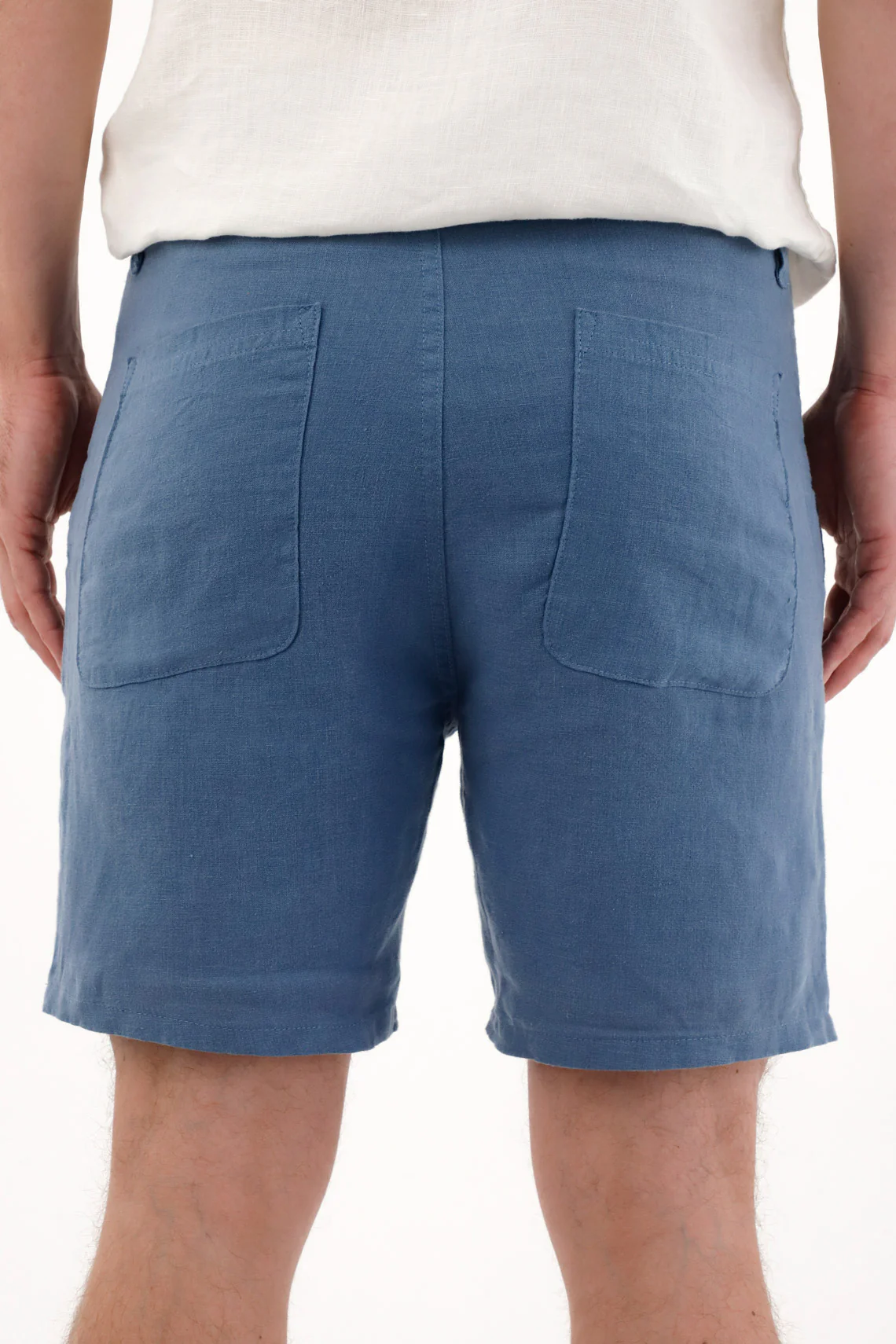 Men's 100% Linen Blue Bermuda Shorts - Image 4