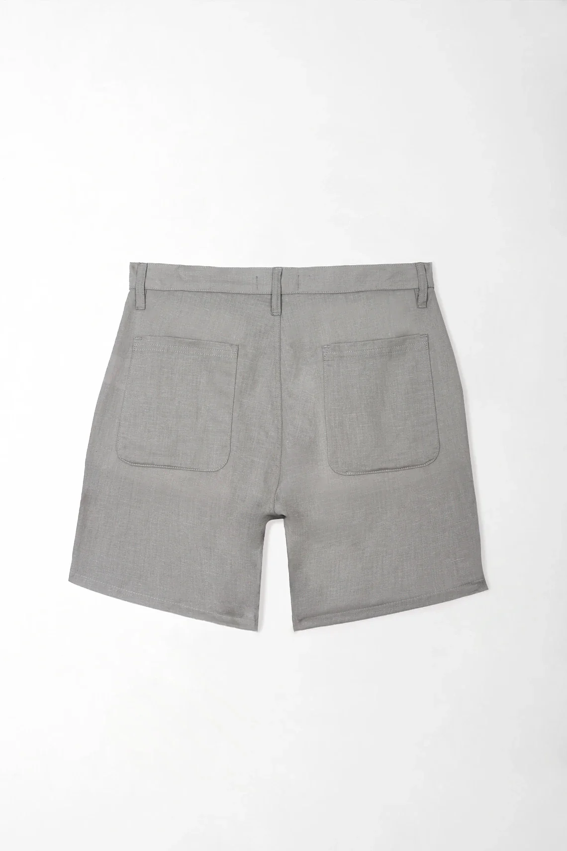 Straight fit chino shorts with contrast button in gray linen for men - Image 3