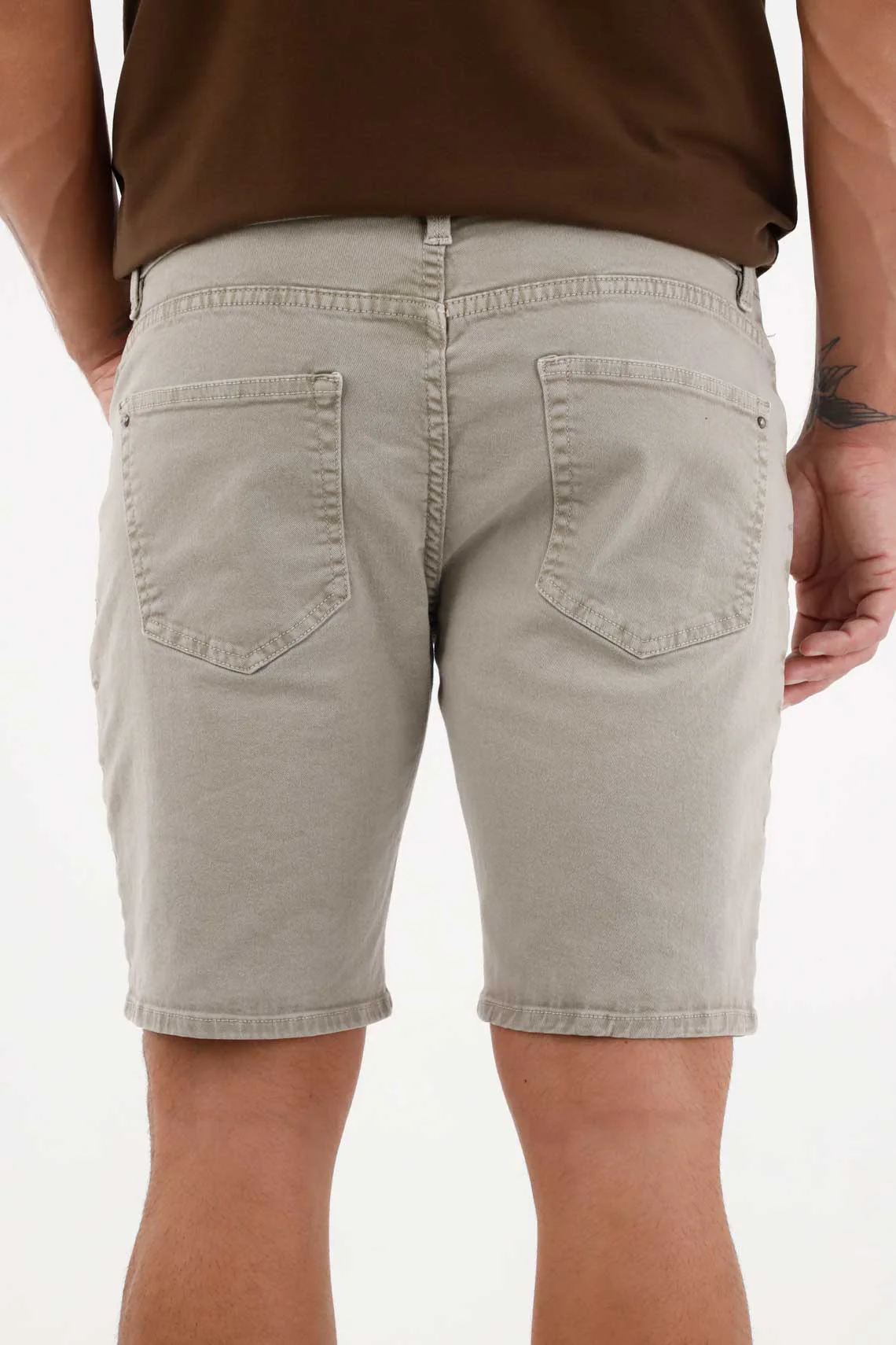 Gray Nudy Bermuda Shorts with Vintage Effect for Men - Image 5