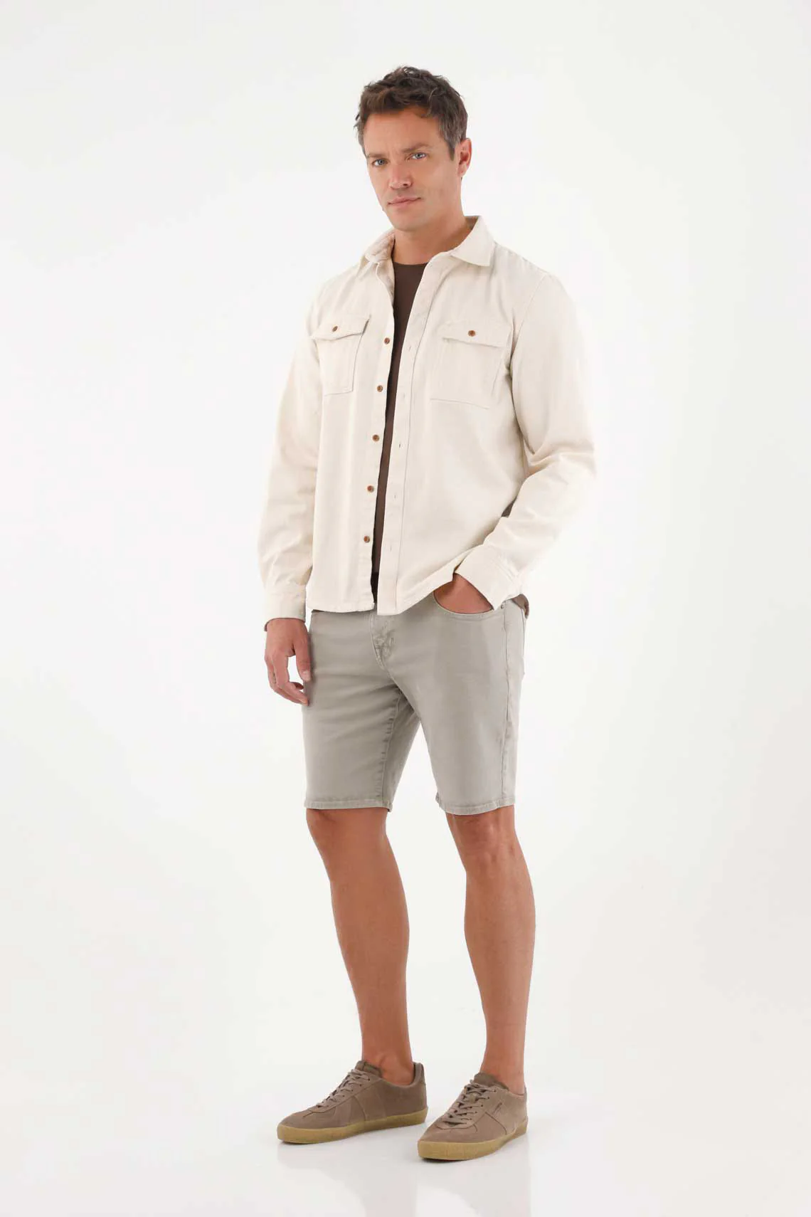 Gray Nudy Bermuda Shorts with Vintage Effect for Men - Image 6