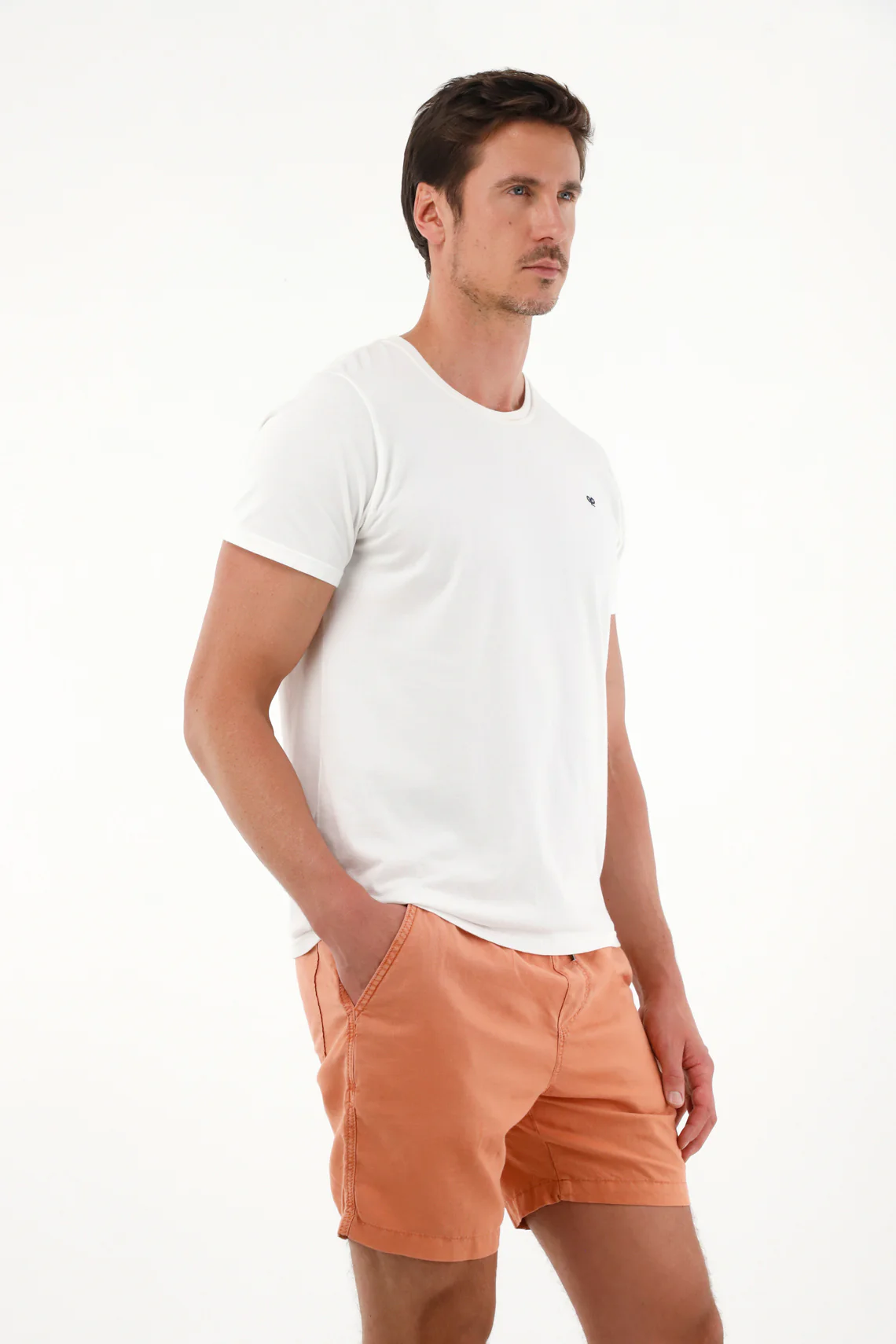 Regular fit shorts with orange elastic waistband for men - Image 2