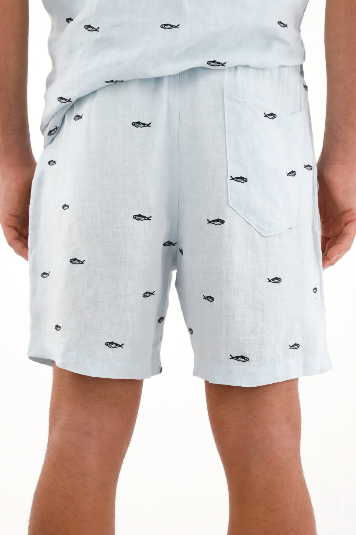 Blue Bermuda Shorts with Elastic Waistband for Men - Image 4