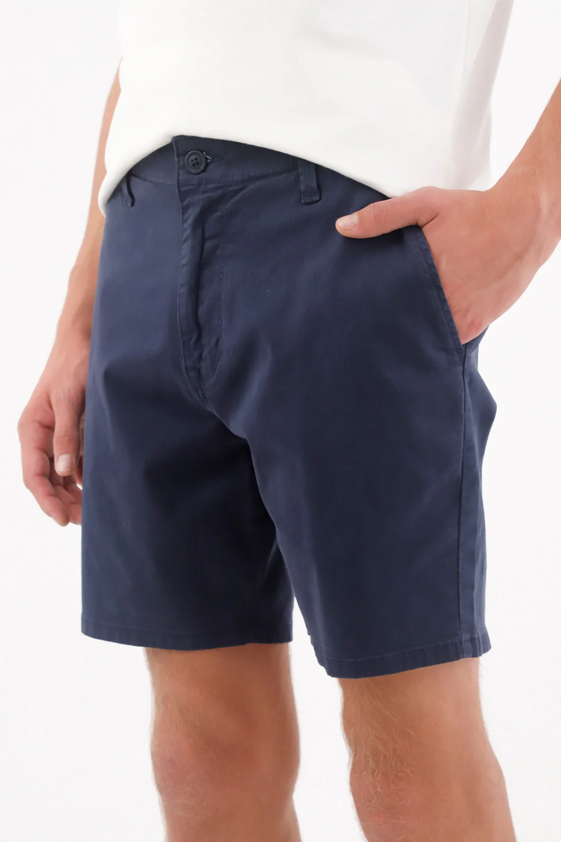 Men's Navy Blue Cotton Bermuda Shorts with Classic Fit and Flat Front - Image 3