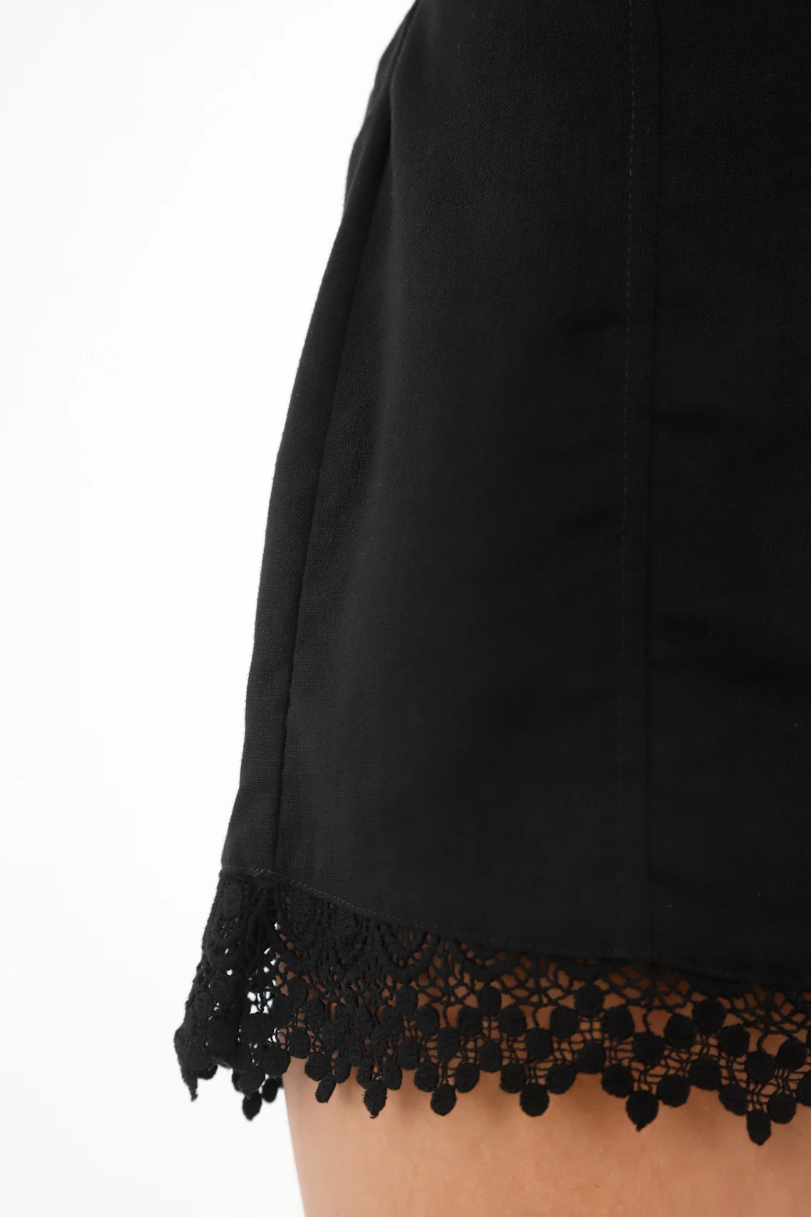 Women's Black Lace Trimmed Shorts - Image 3