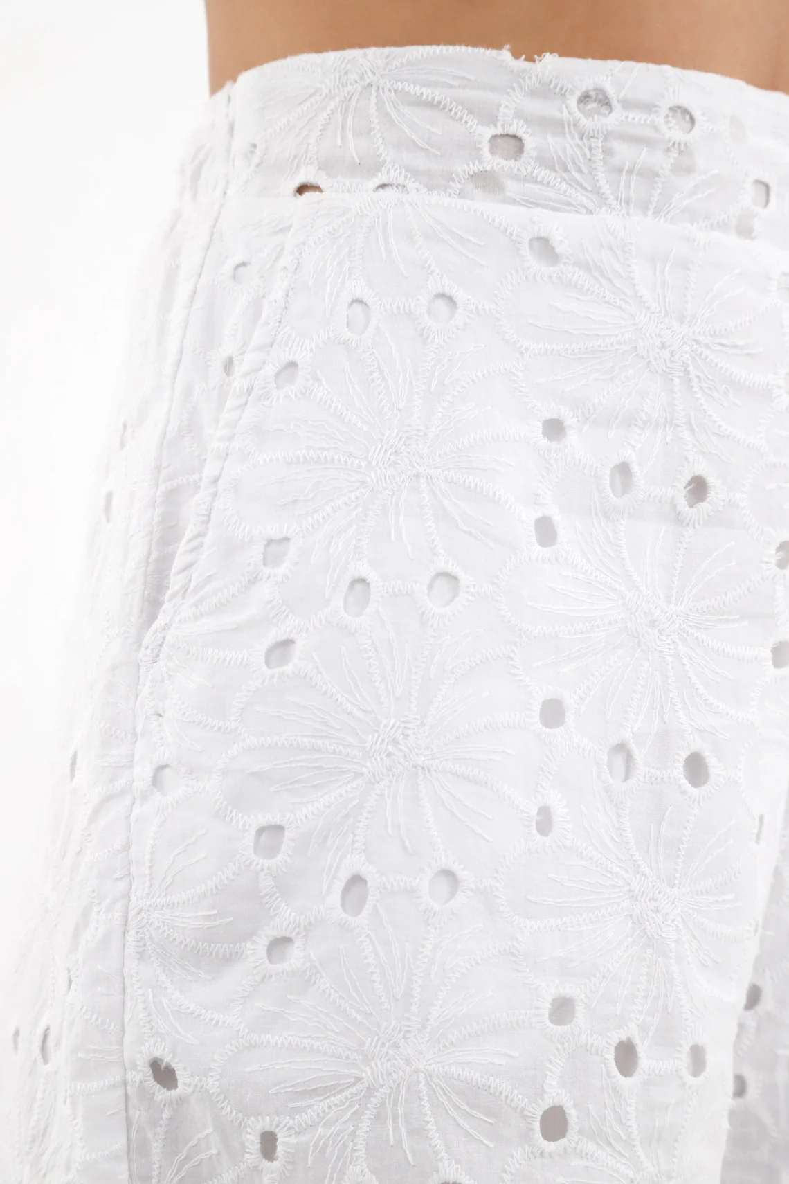 Women's White Eyelet Shorts - Image 3