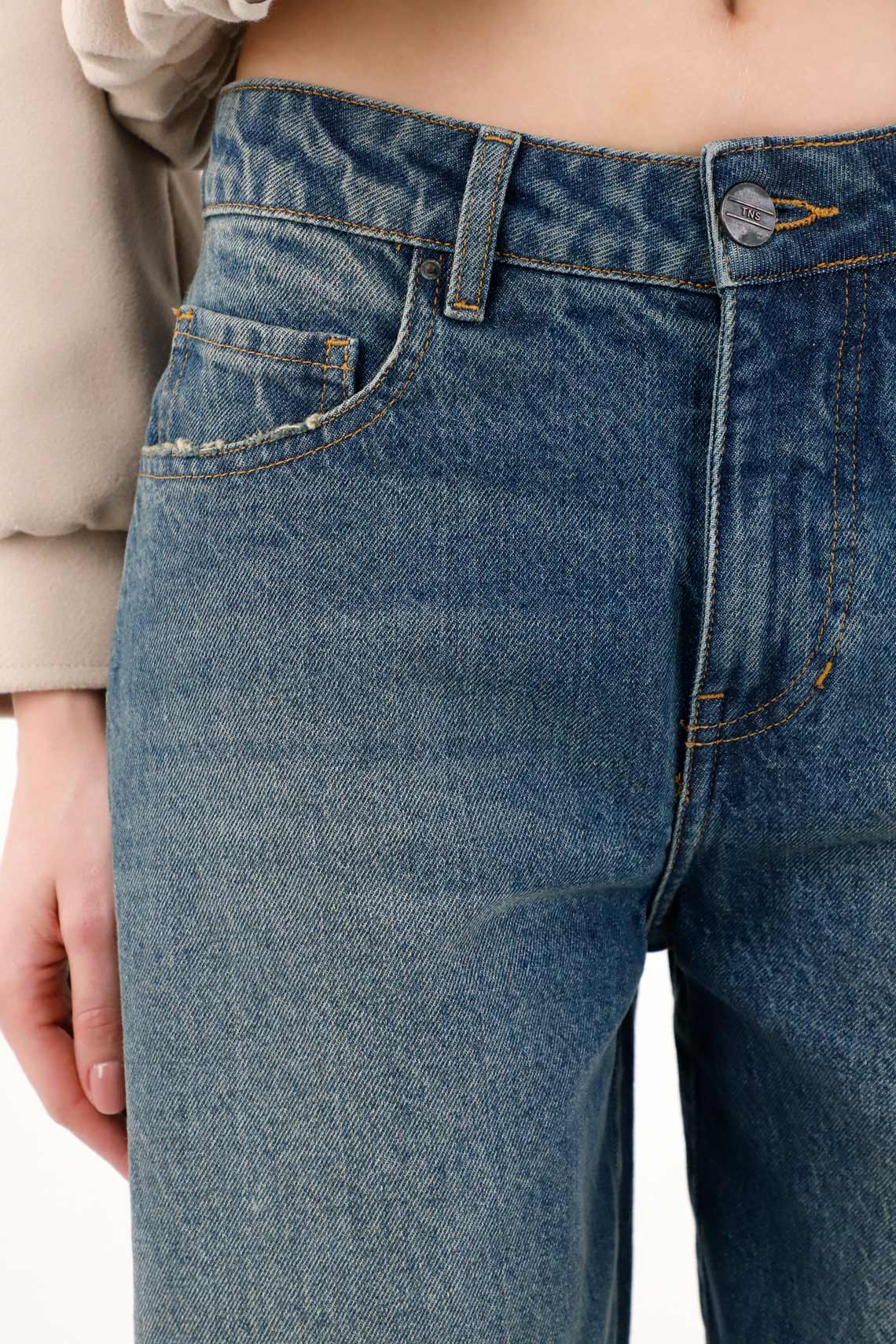 Women's Denim Cut-Off Bermuda Shorts in Blue - Image 3