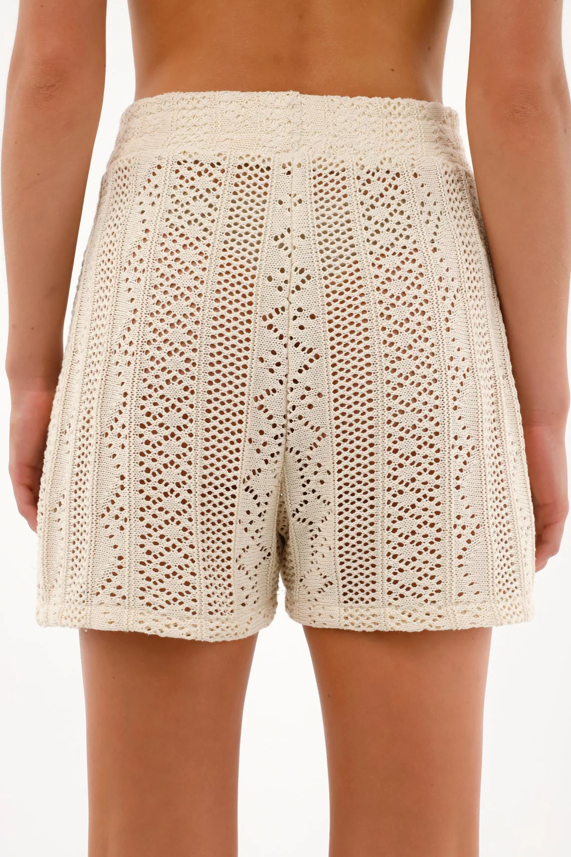 Women's Cream Crochet Bermuda Shorts - Image 4