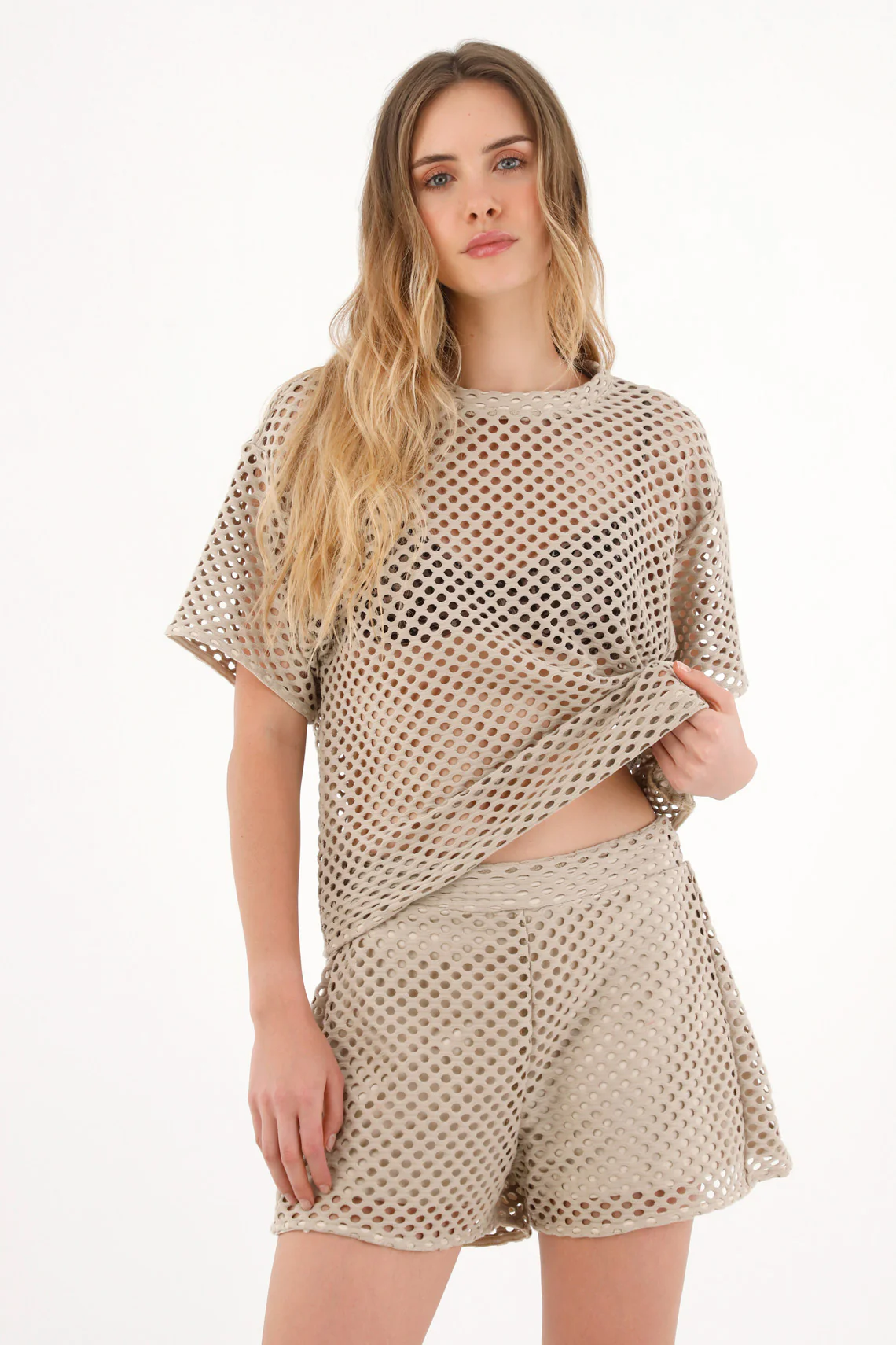Women's Brown Mesh-Inspired Shorts - Image 2
