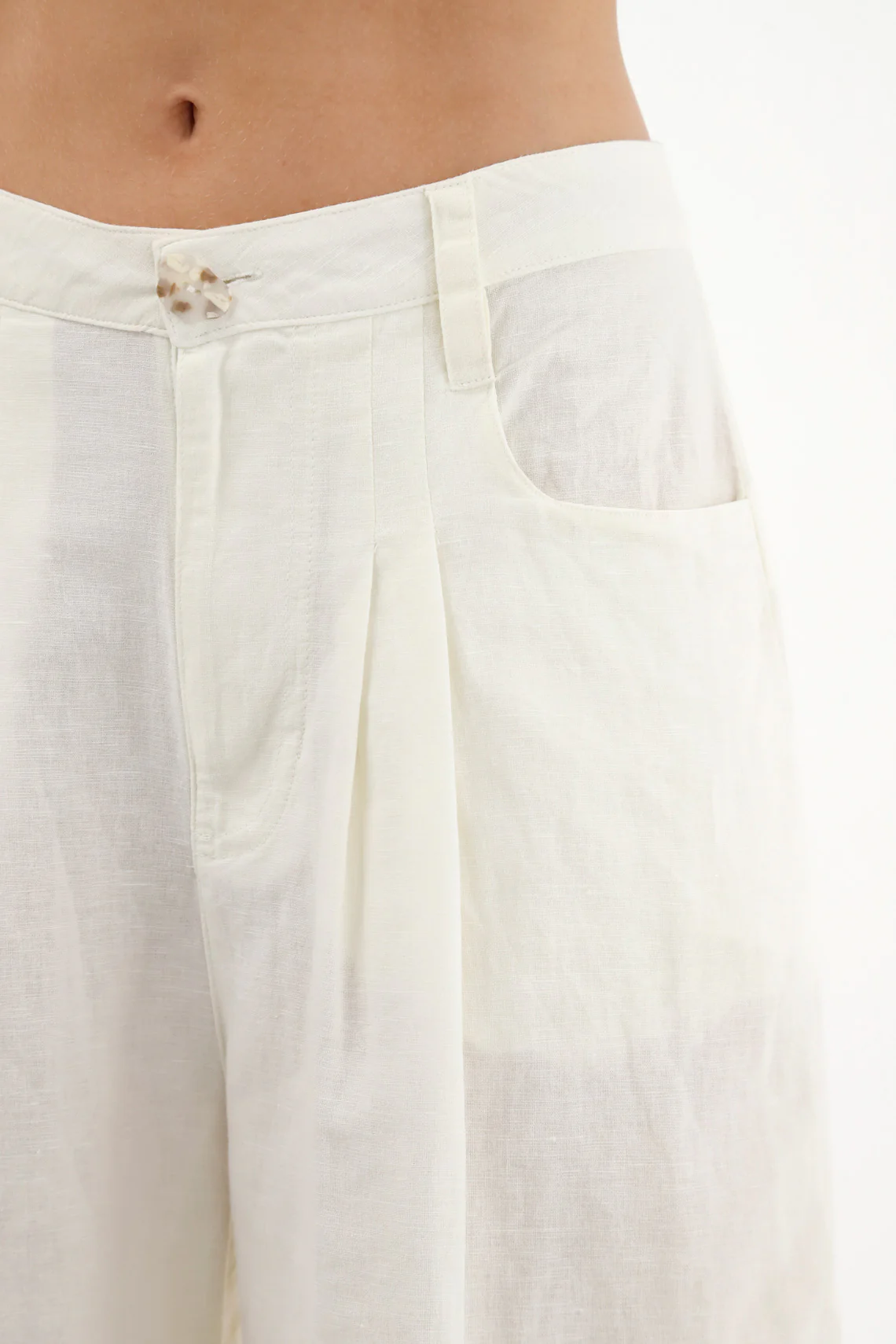 Women's Long Ecru Shorts - Image 3