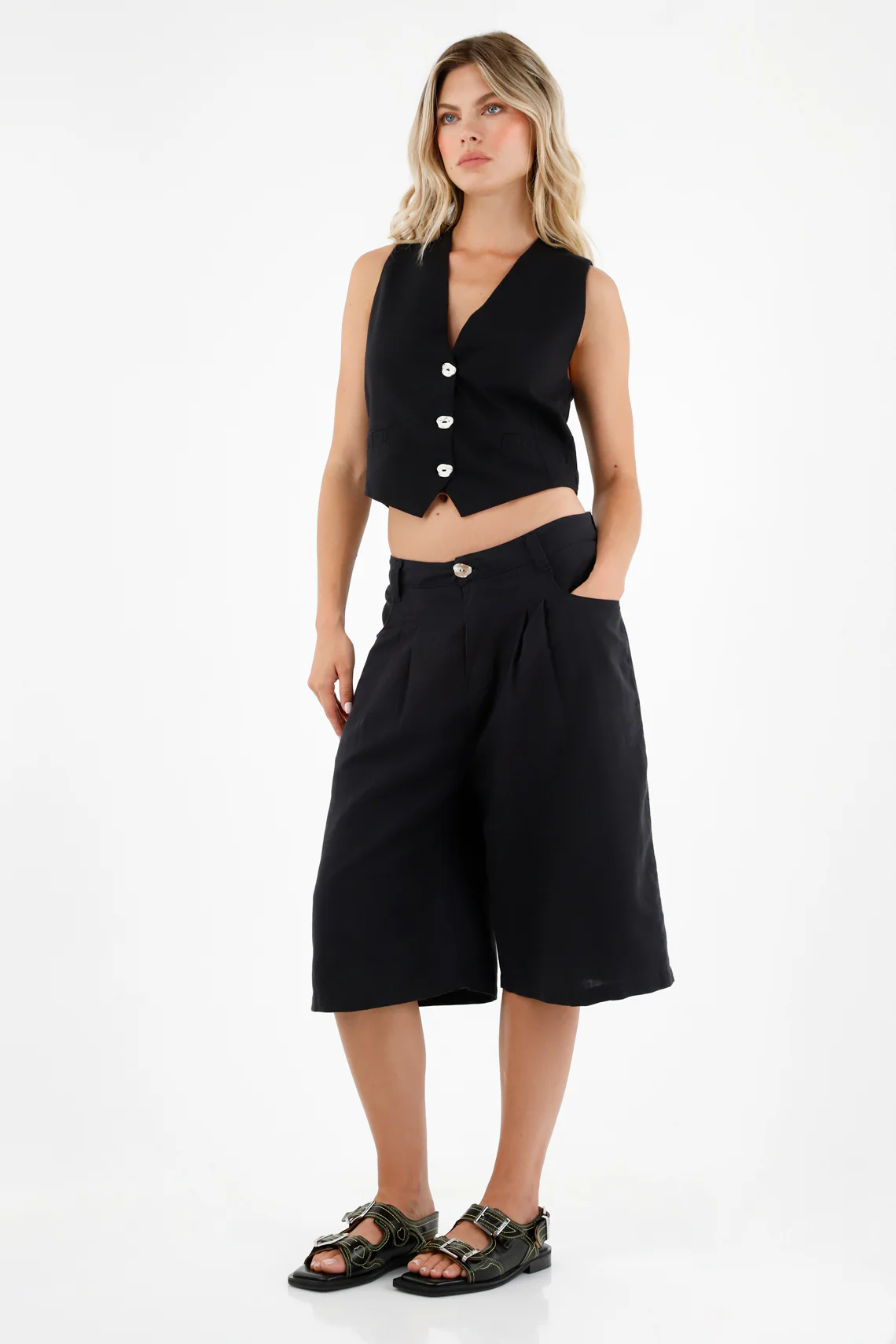 Women's Long Black Shorts - Image 2