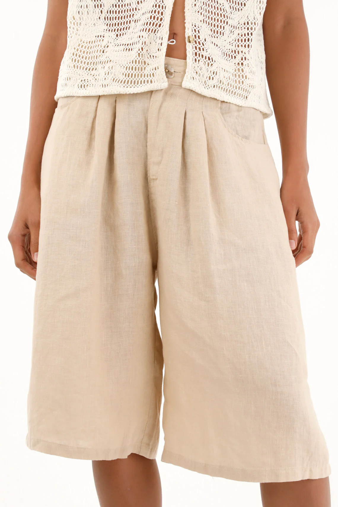 Brown Long Bermuda Shorts for Women