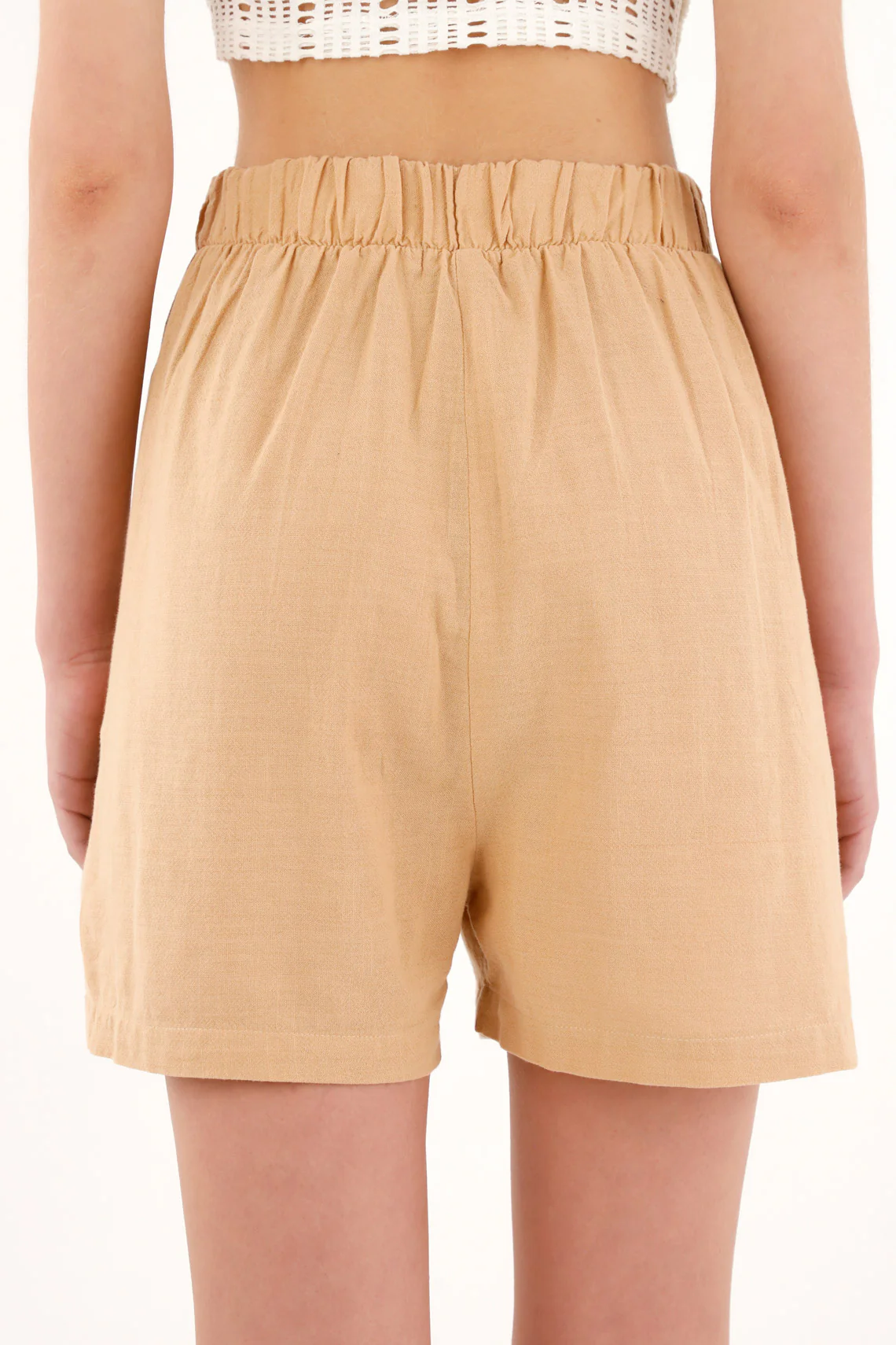 Women's brown bermuda shorts with embroidered palms. - Image 4