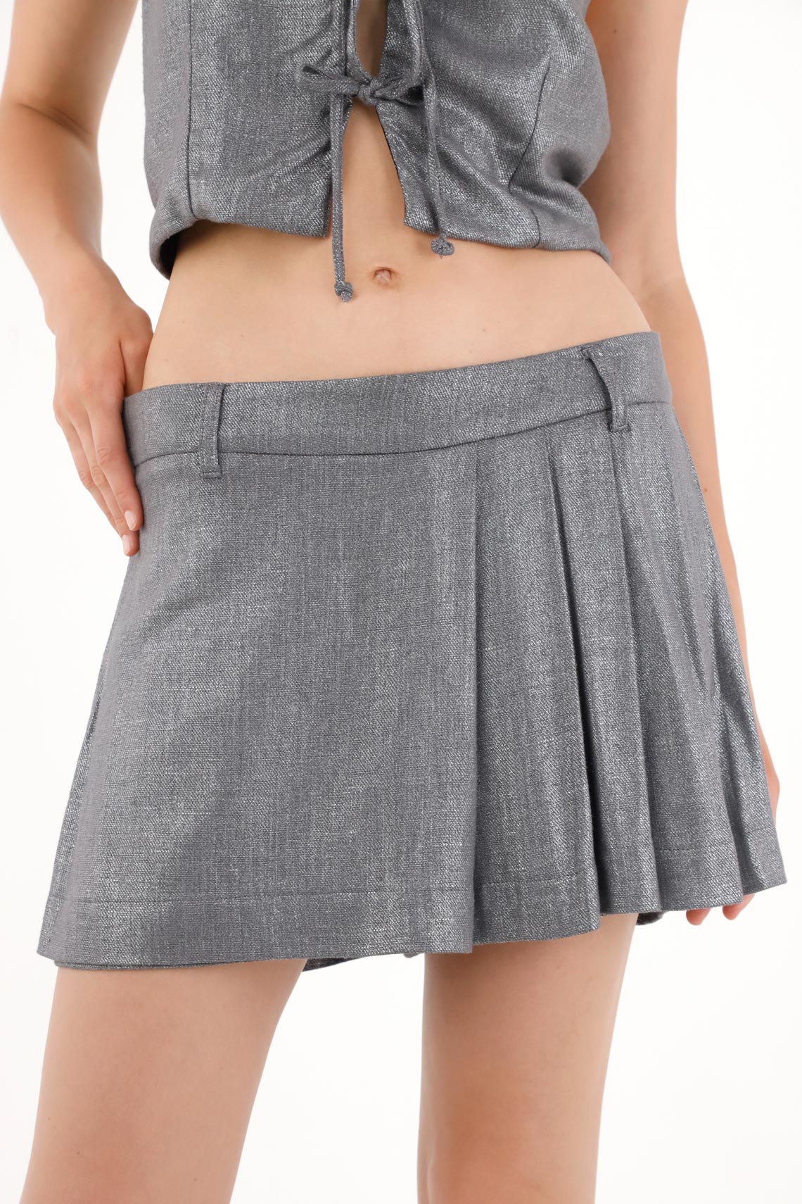 Metallic Pleated Women’s Shorts Skirt