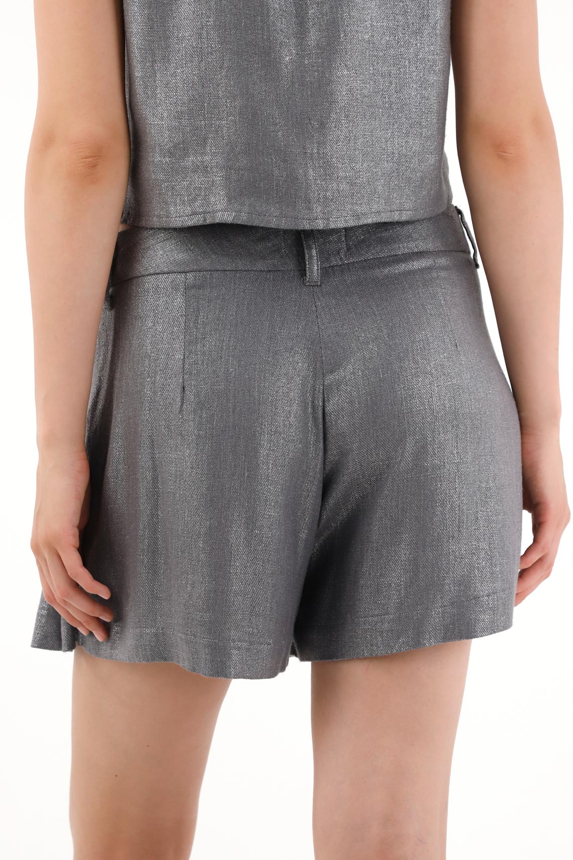 Metallic Pleated Women’s Shorts Skirt - Image 4