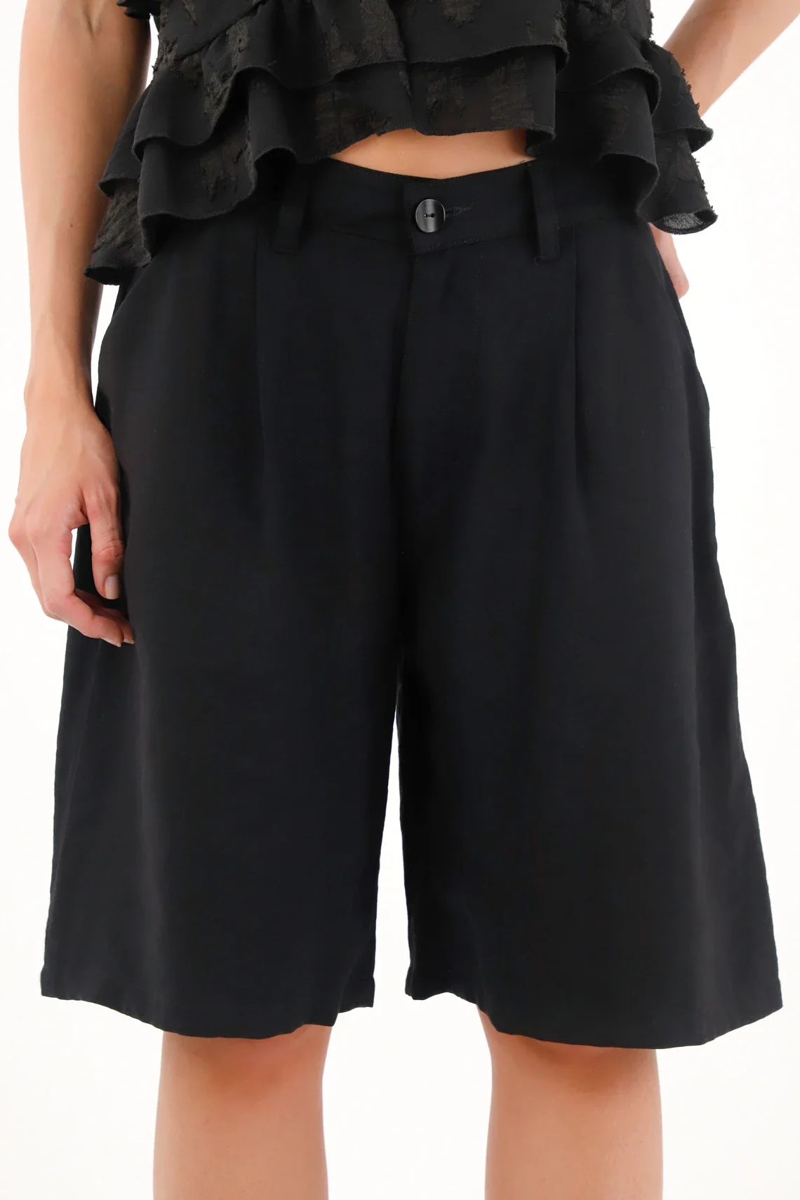 Black Princess Designed Bermuda Shorts for Women - Image 2