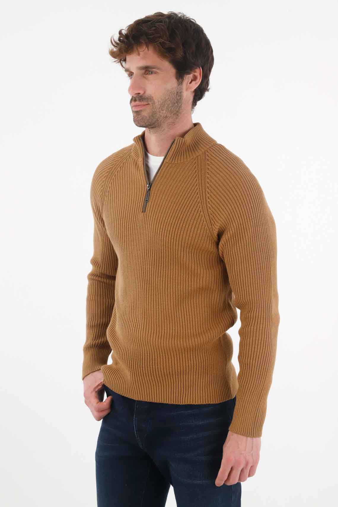 Brown High Neck Sweatshirt for Men