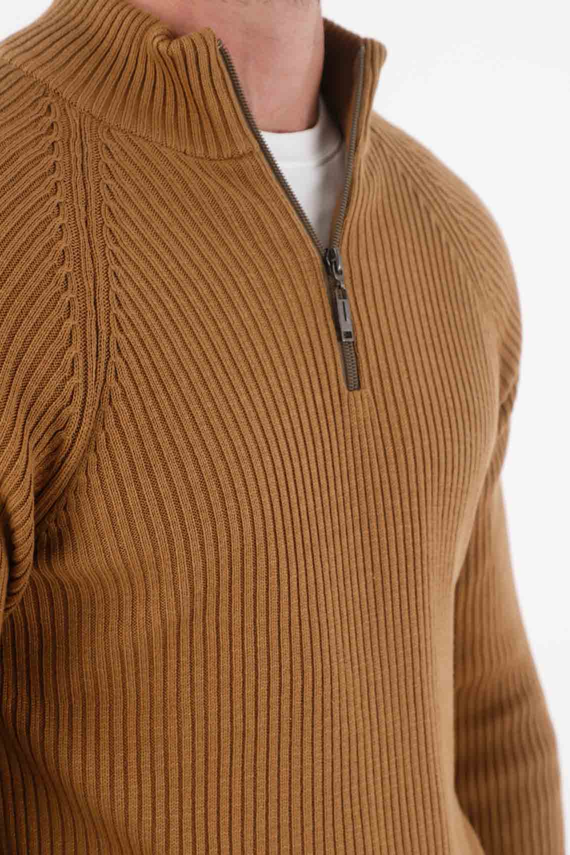 Brown High Neck Sweatshirt for Men - Image 2