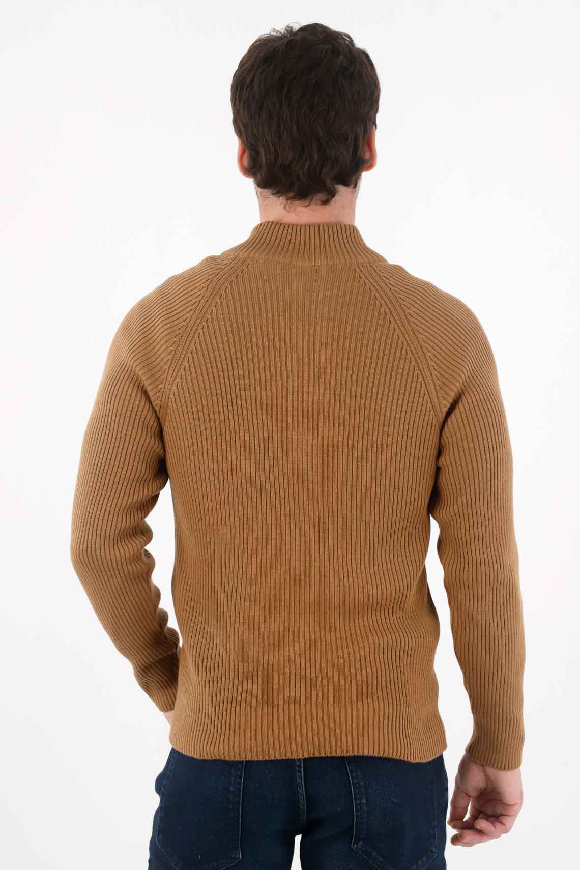 Brown High Neck Sweatshirt for Men - Image 4