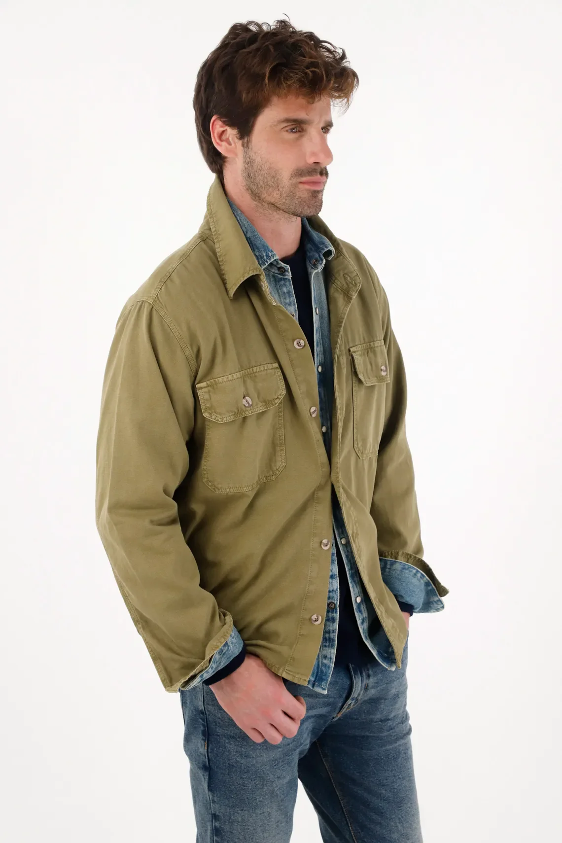 Green Button-Up Shirt for Men