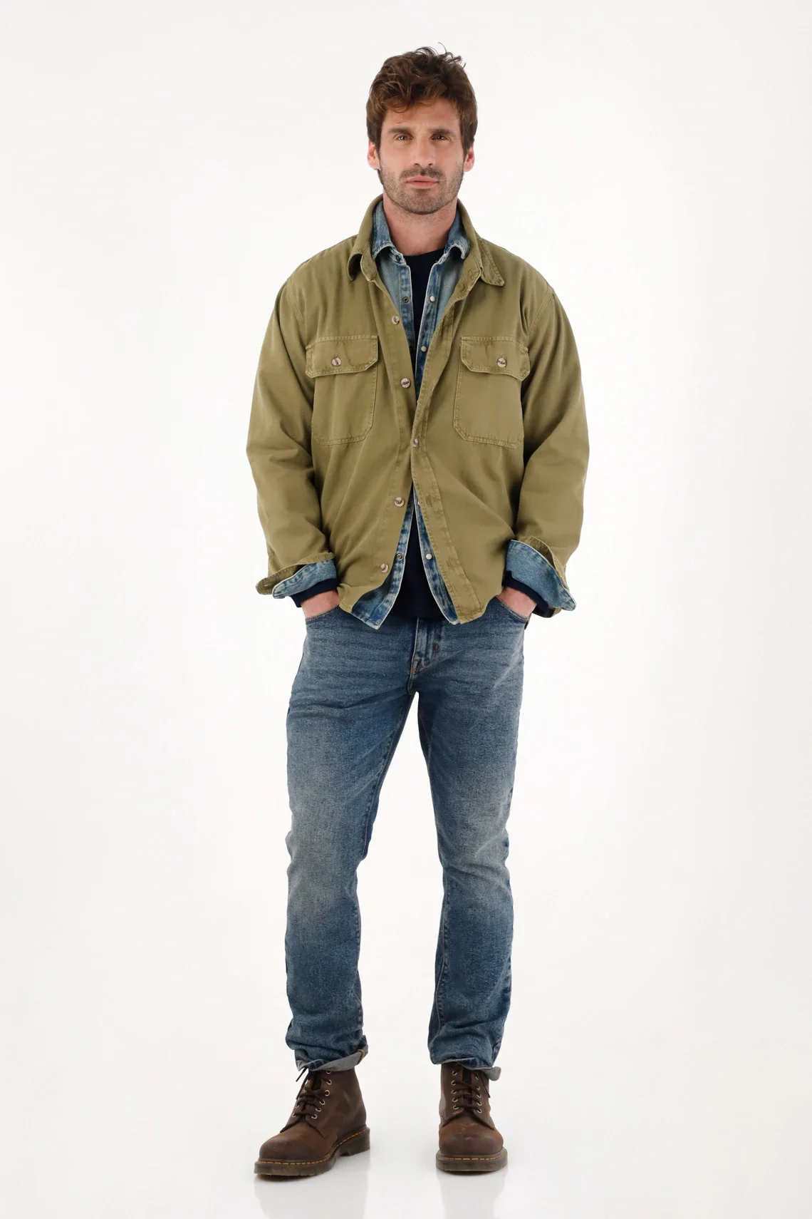 Green Button-Up Shirt for Men - Image 2