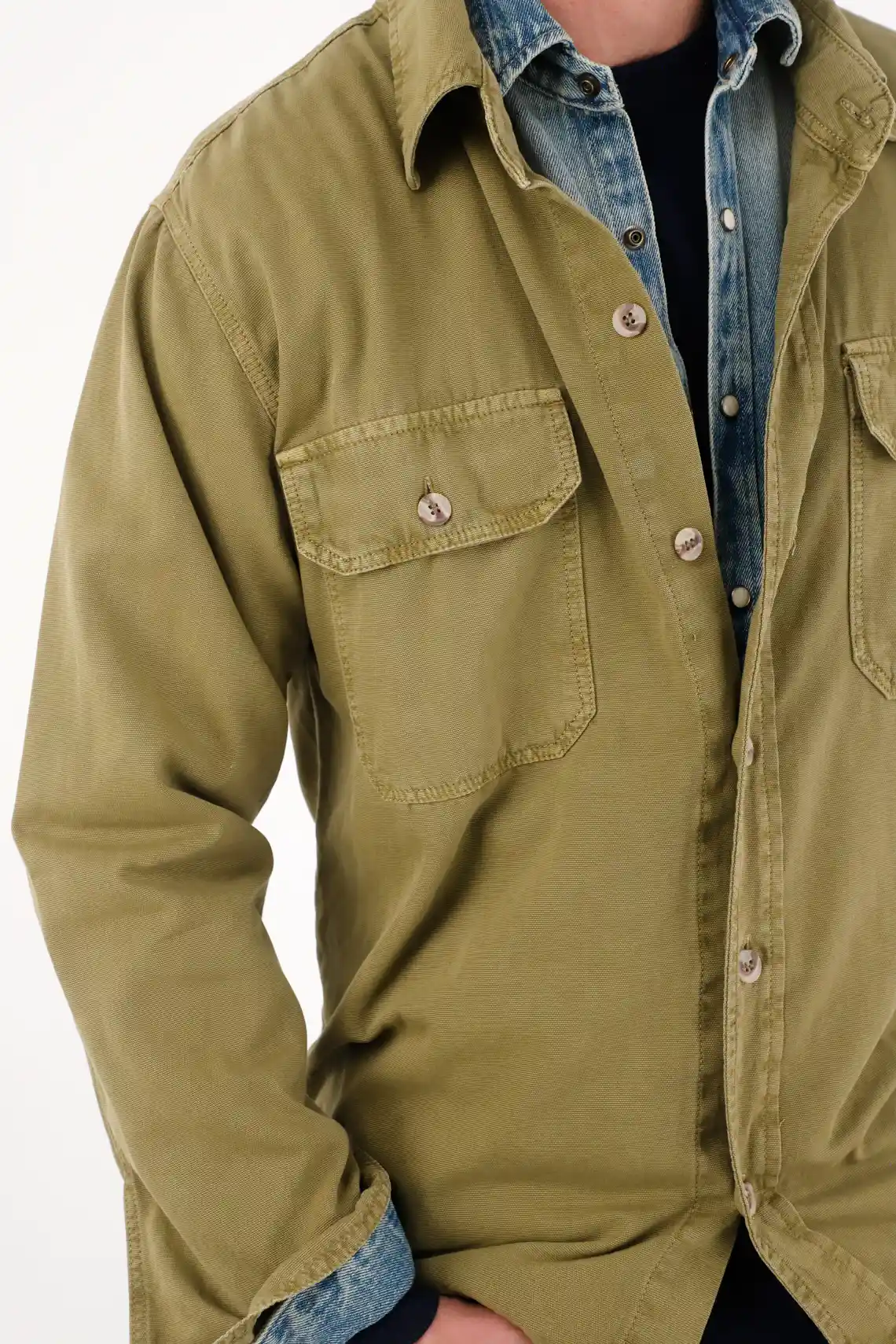 Green Button-Up Shirt for Men - Image 3
