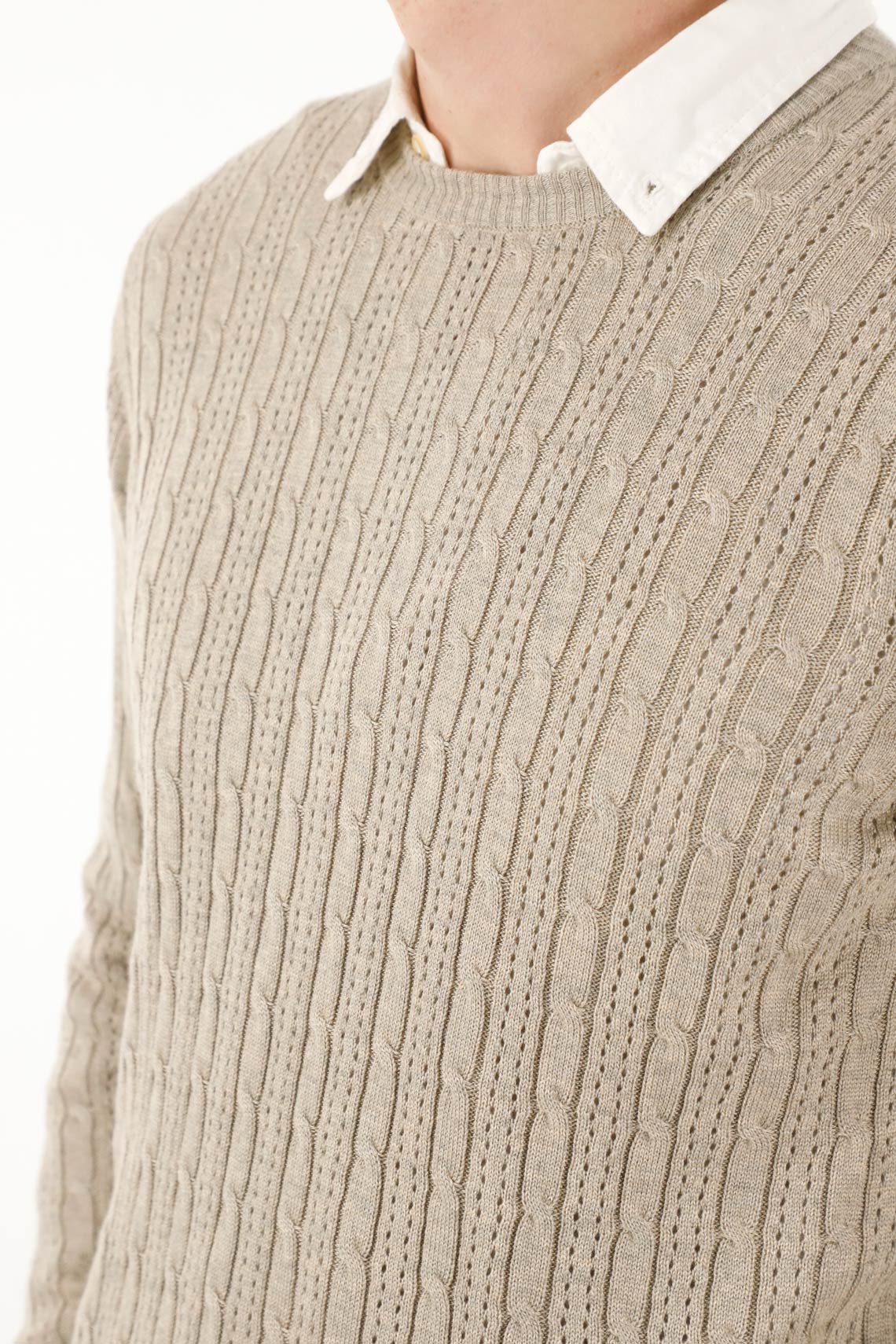 Men's round neck gray knit sweatshirt - Image 3