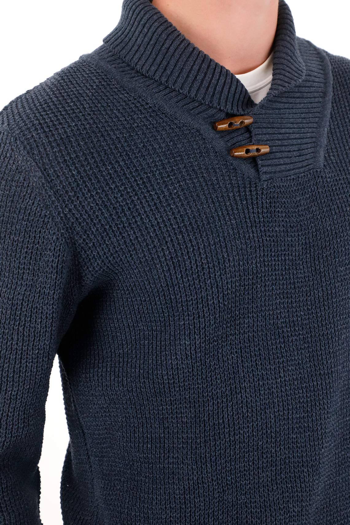 Men's Blue Long Sleeve Knit Sweater - Image 3