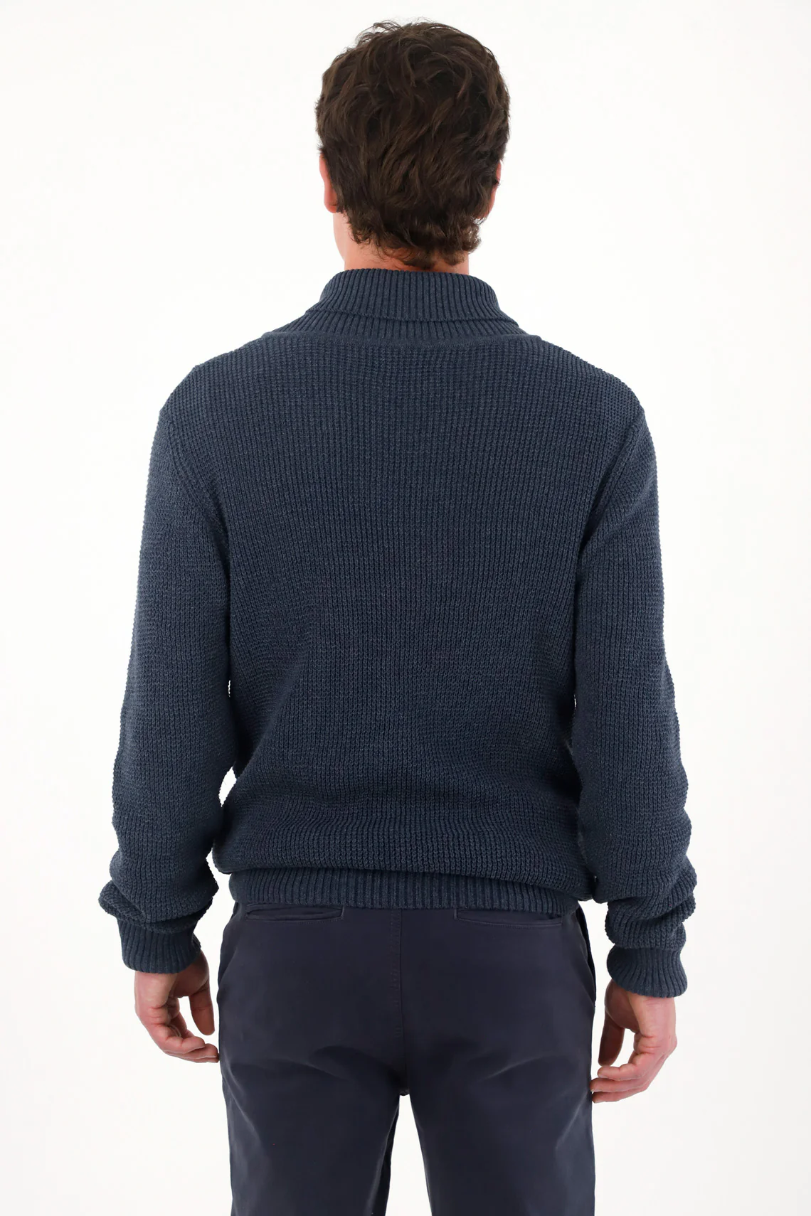 Men's Blue Long Sleeve Knit Sweater - Image 4