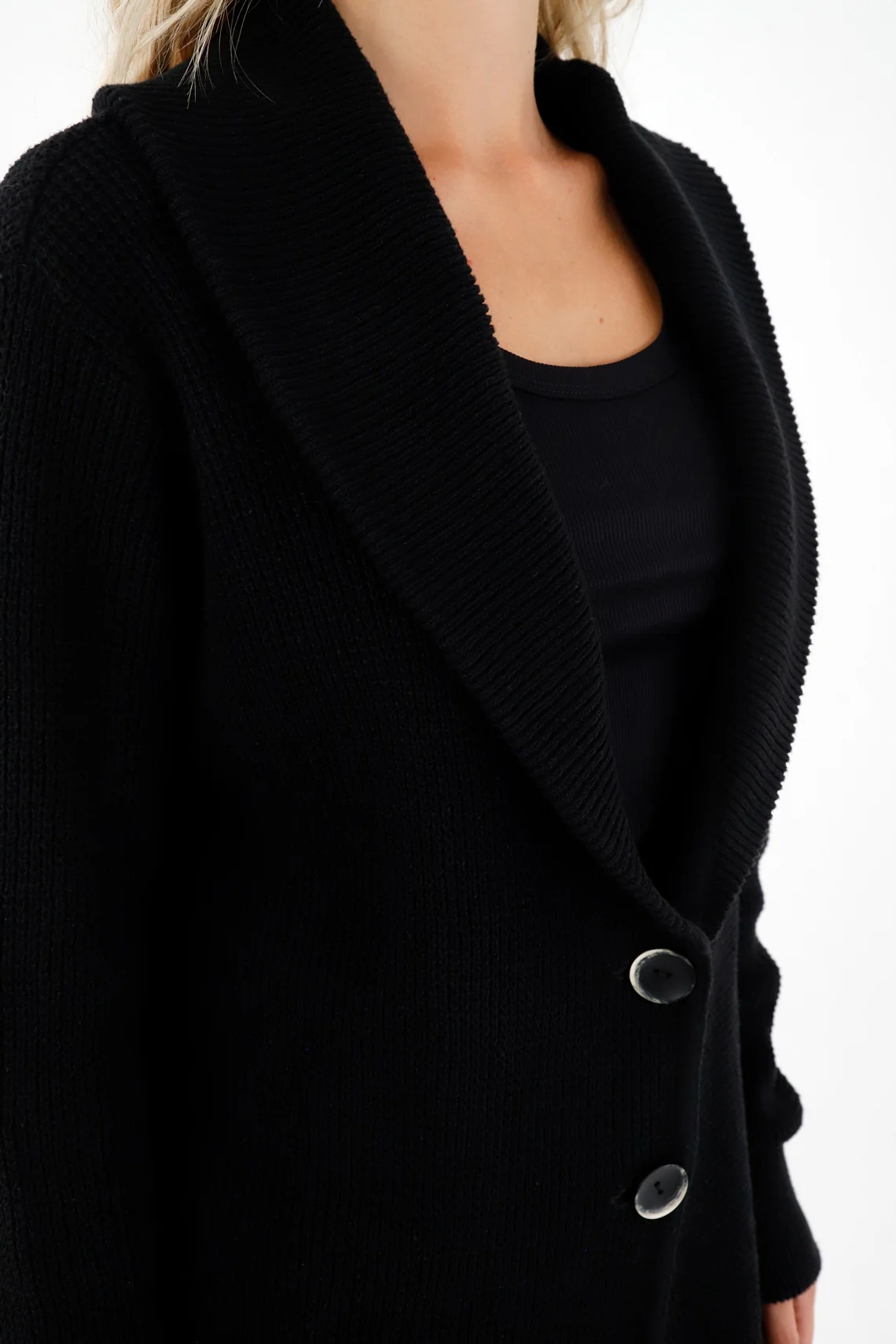 Women's Black Cardigan Sweater - Image 3