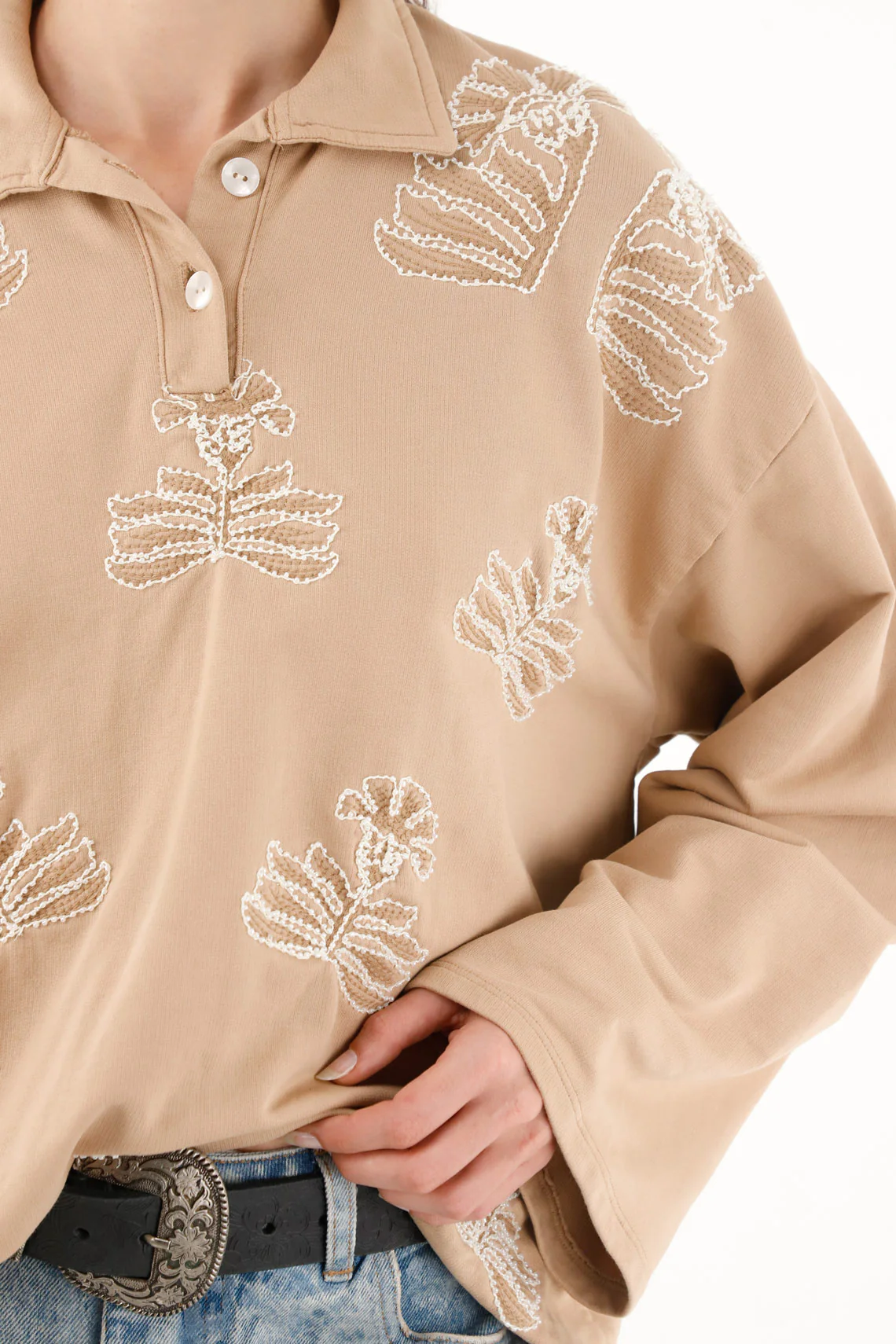Women's polo sweatshirt with embroidery - Image 2
