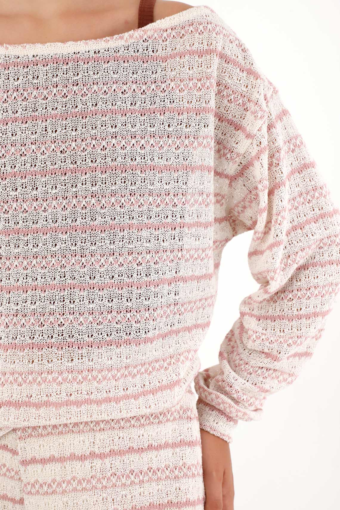Striped Off-Shoulder Sweater for Women - Image 2