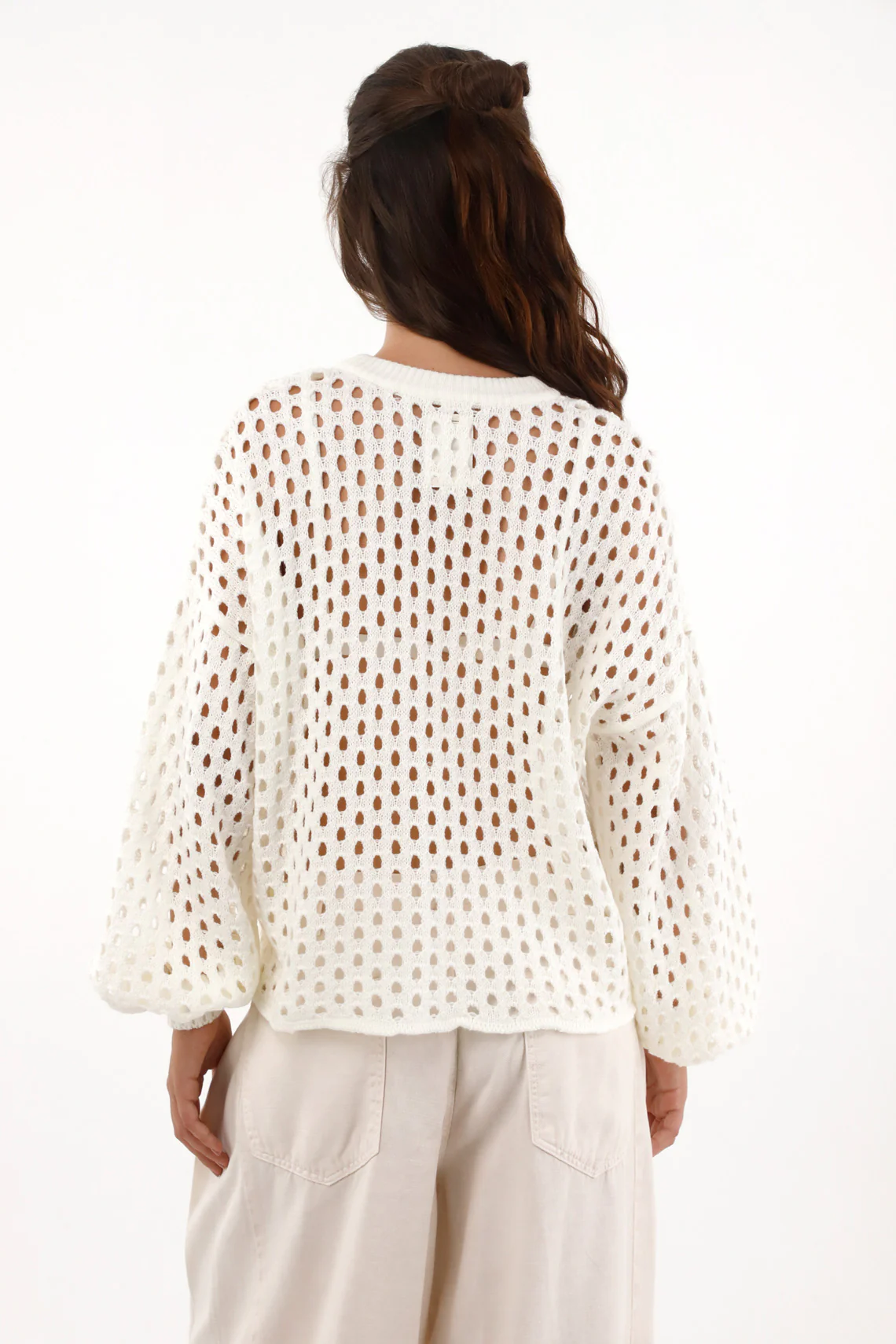 Buzo tejido de silueta amplia crudo para mujer - Image 4